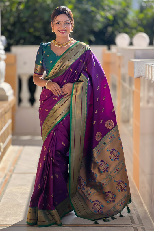 Wine Woven Paithani Saree-ZB134874_1_SareeButa.com