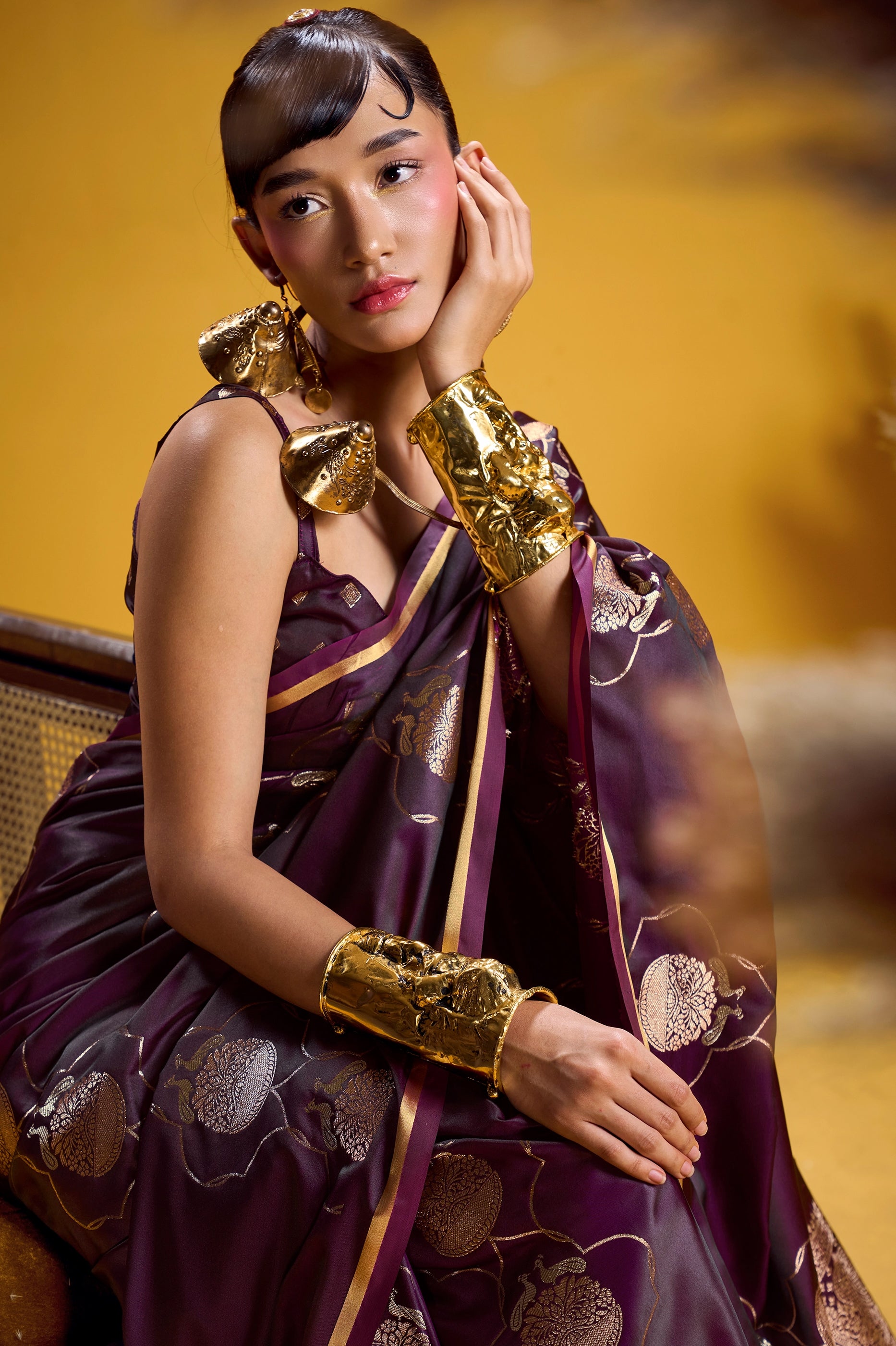 Wine Woven Satin Silk Saree-SAR12372_2_SareeButa.com