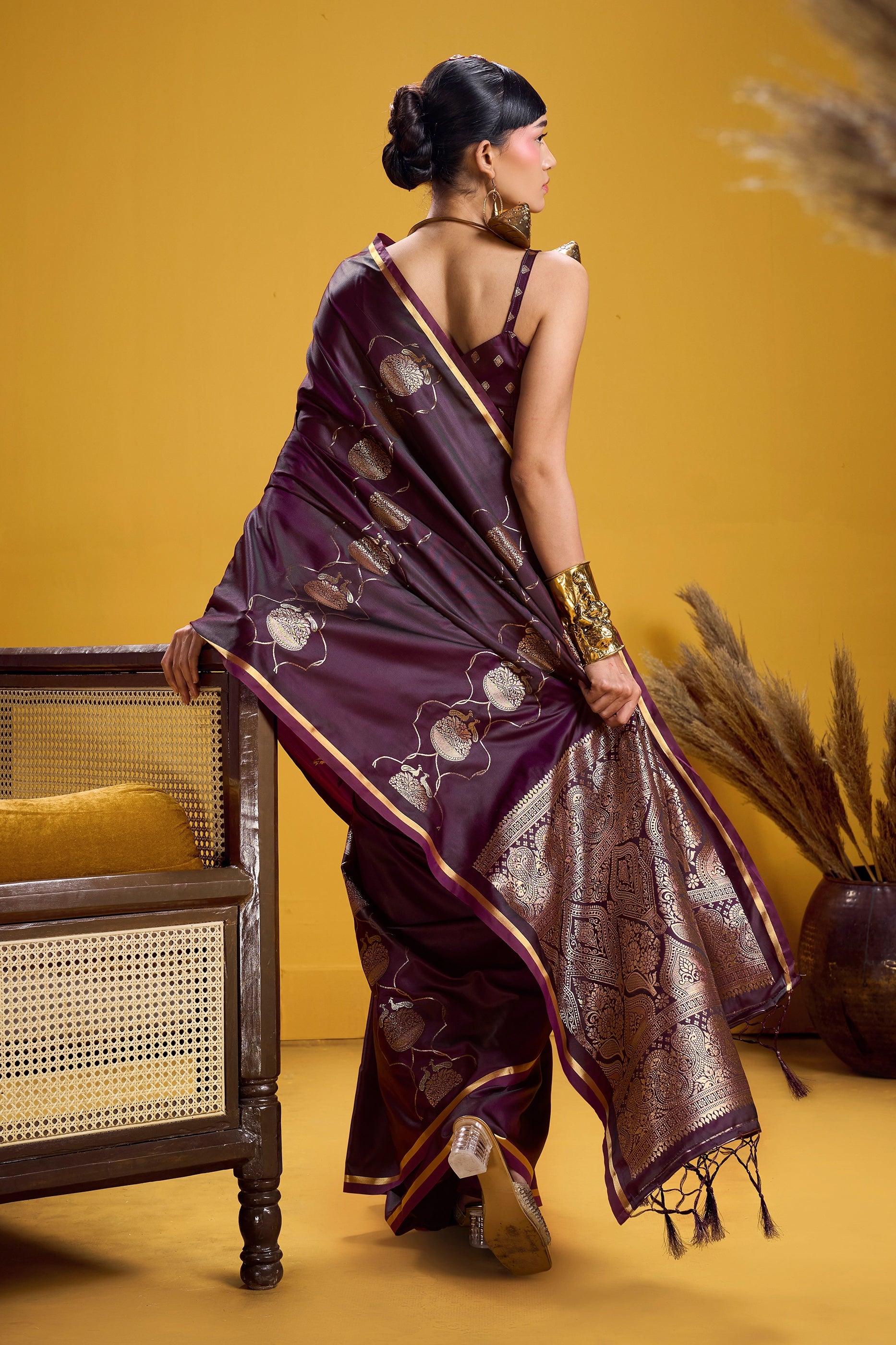 Wine Woven Satin Silk Saree-SAR12372_4_SareeButa.com