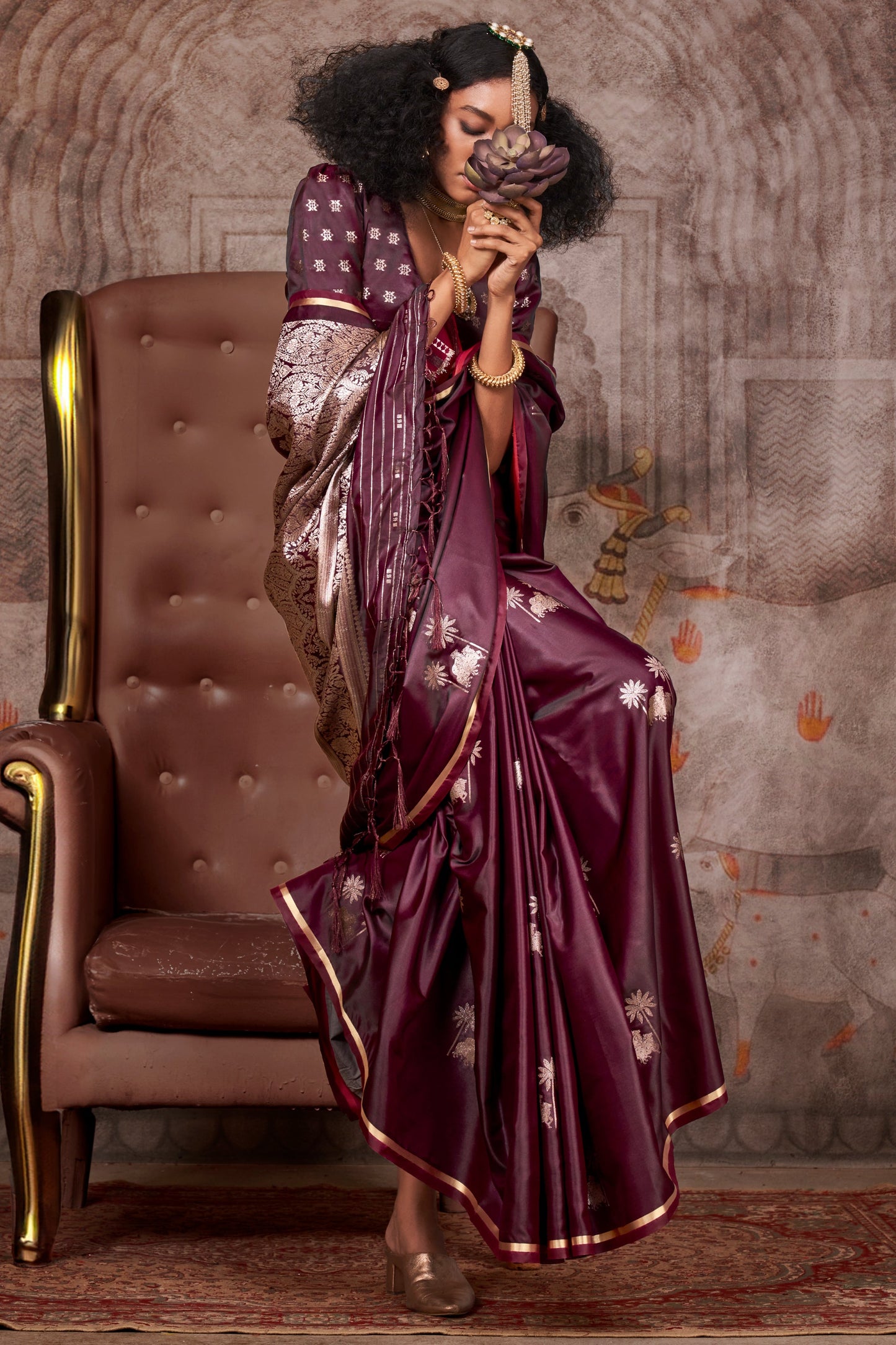 Wine Woven Satin Silk Saree-ZB133537_3_SareeButa.com