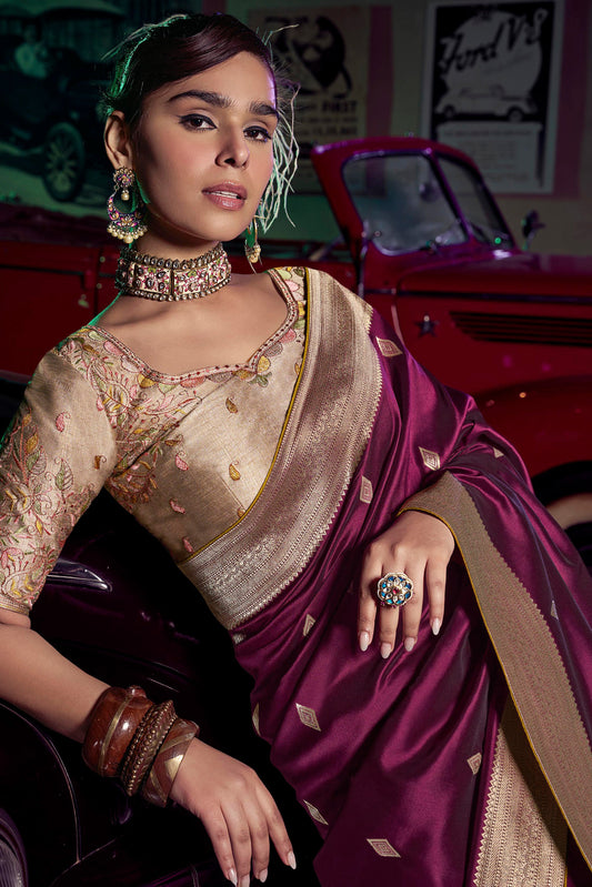 Wine Woven Silk Saree-ZB134660_2_SareeButa.com