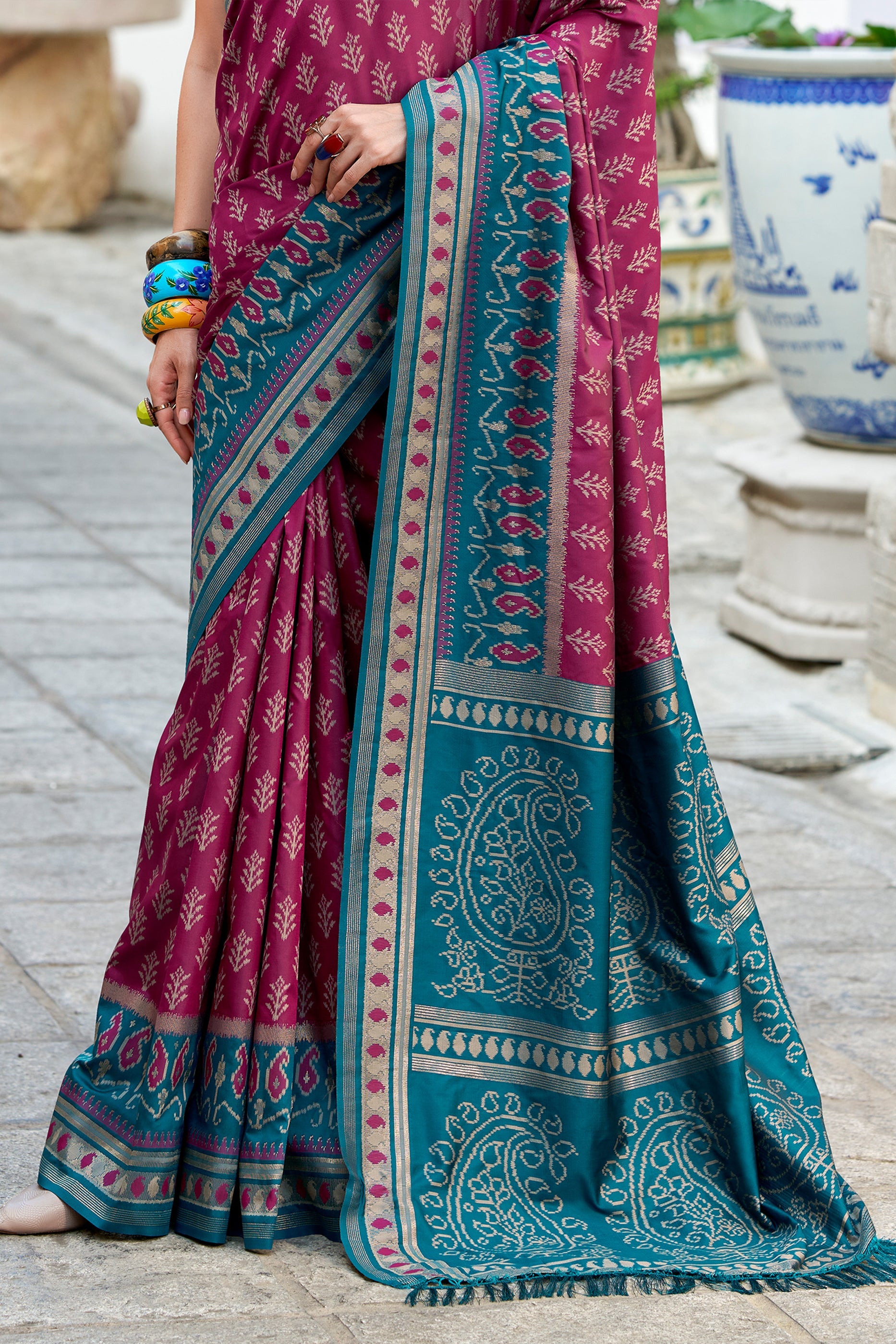 Wine Woven Soft Ikat Silk Saree-SAR10028_5_SareeButa.com