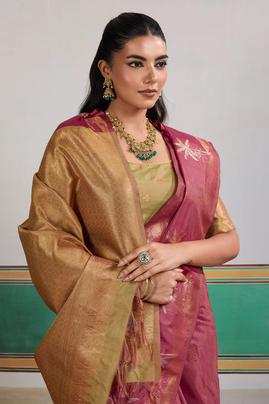 Wine Woven Tussar Silk Saree-SAR11201_2_SareeButa.com