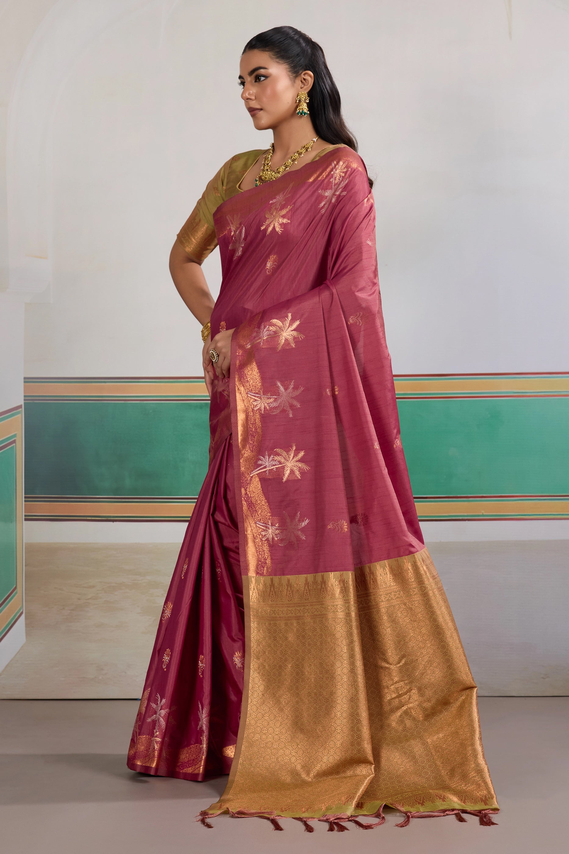 Wine Woven Tussar Silk Saree-SAR11201_5_SareeButa.com
