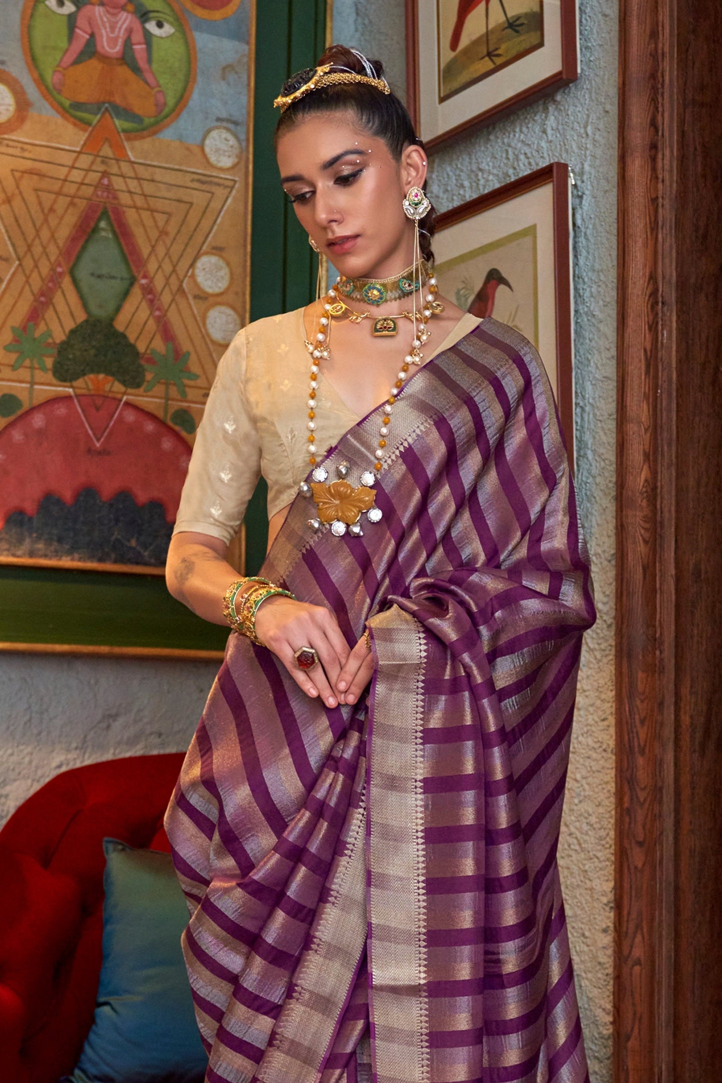 Wine Woven Viscose Saree-SAR11476_3_SareeButa.com