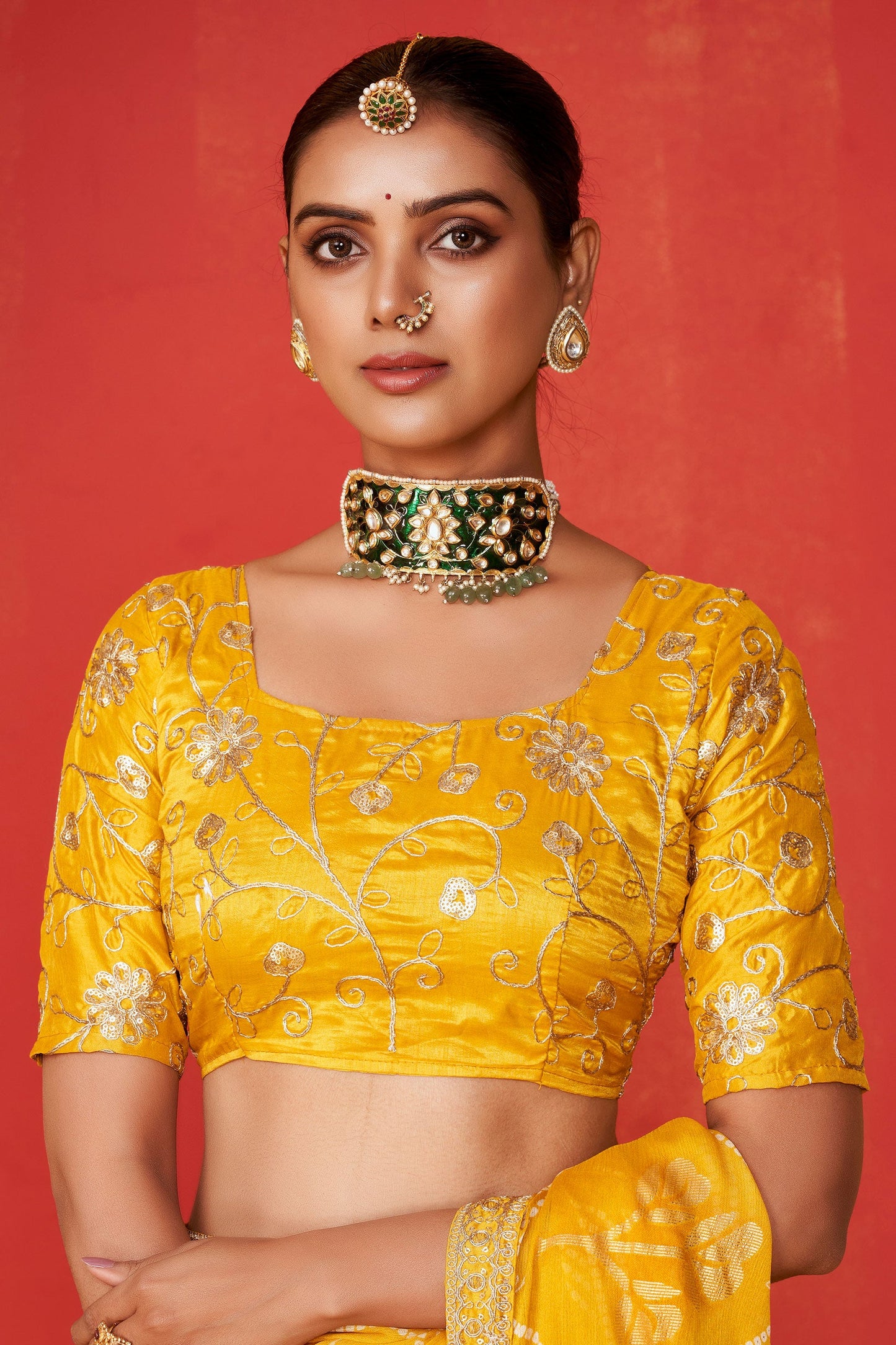 yellow-embroidered-chiffon-bandhani-saree-zb131246_3_SareeButa.com