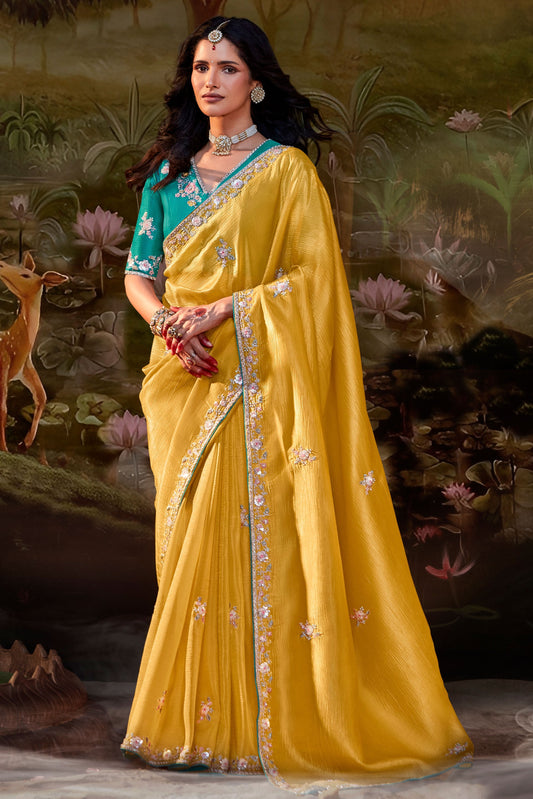 yellow-embroidered-organza-saree-zb132790_1_SareeButa.com