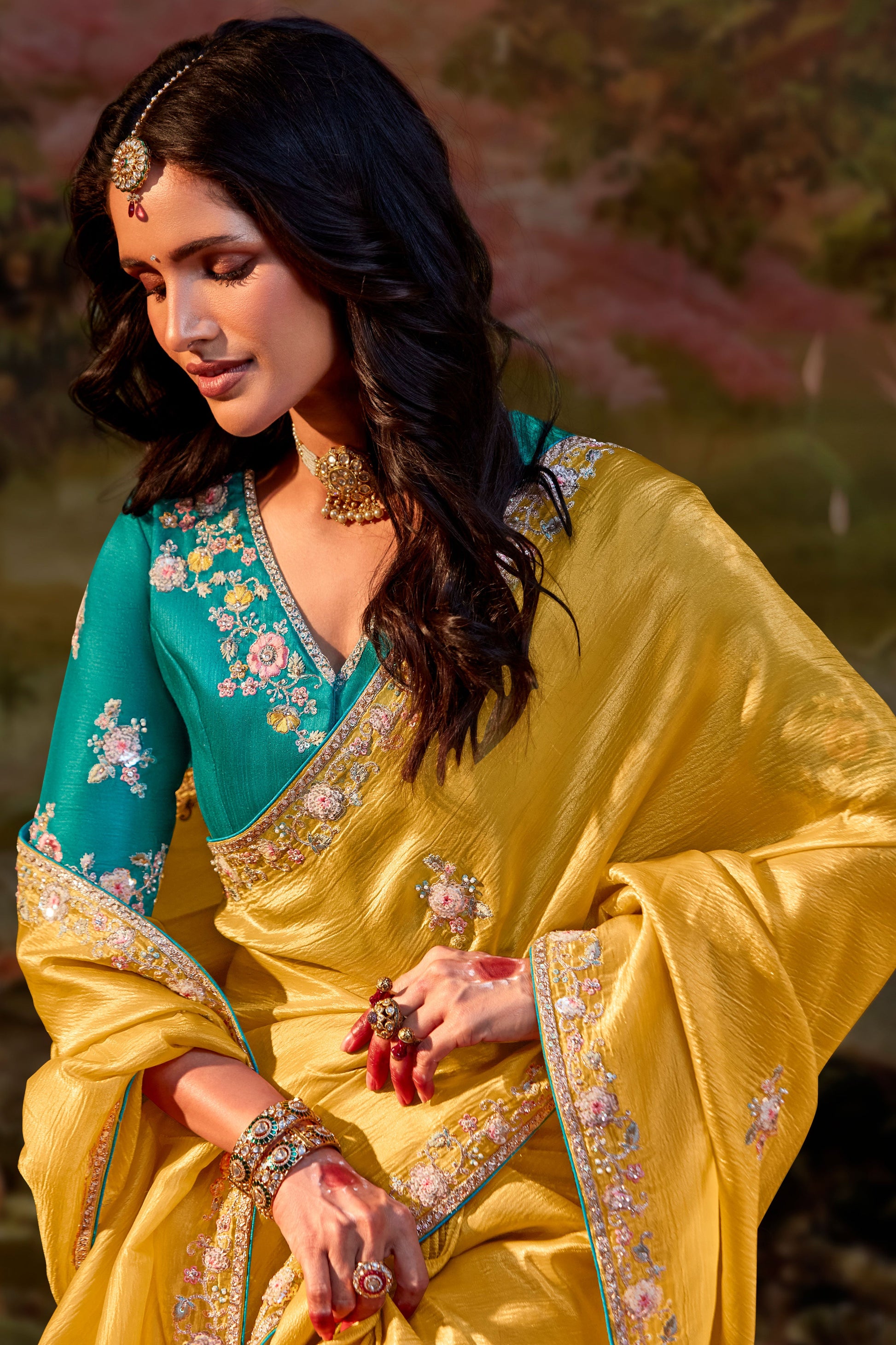 yellow-embroidered-organza-saree-zb132790_2_SareeButa.com