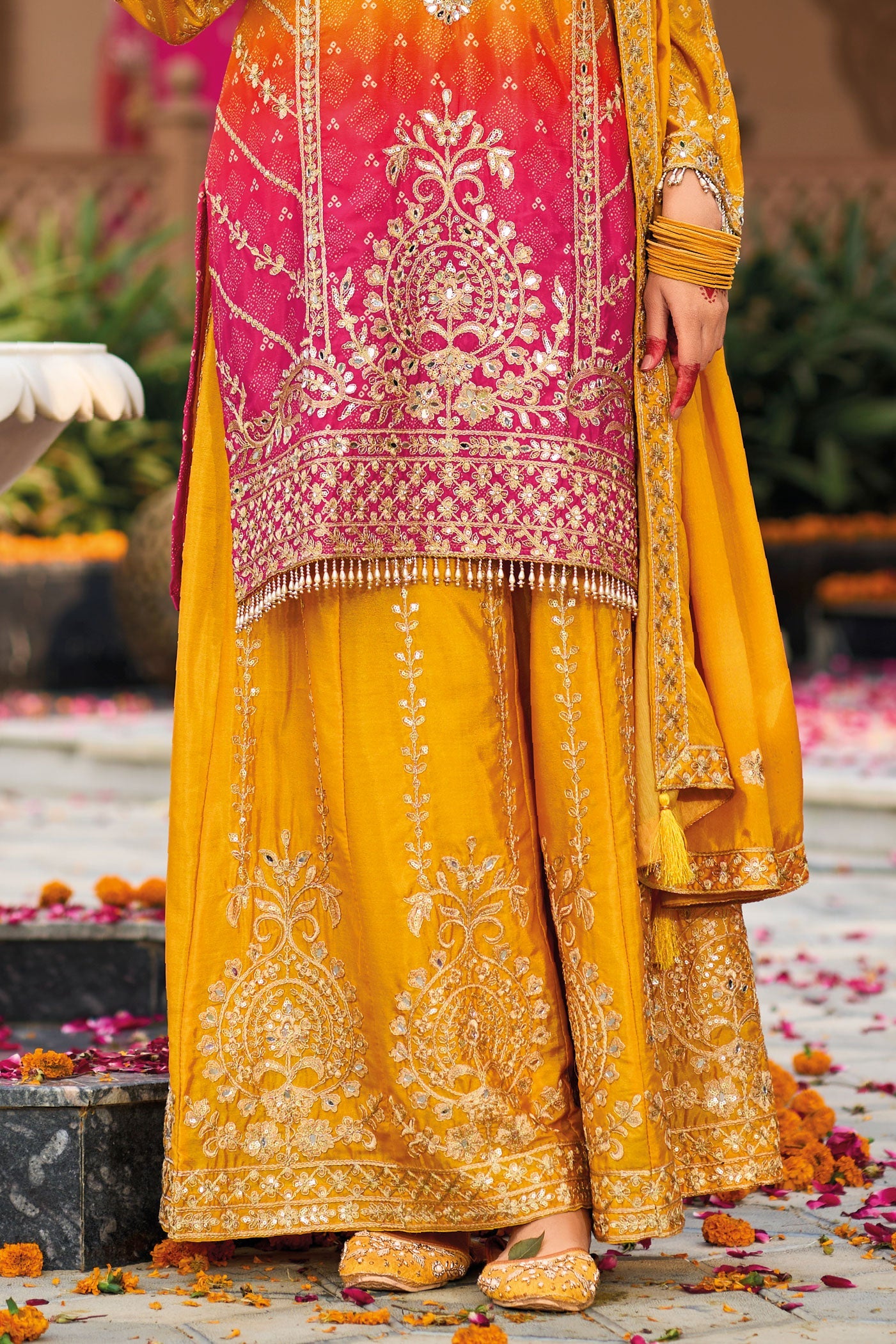 Yellow Heavy Work Chinon Readymade Suit-SS144_4_SareeButa.com