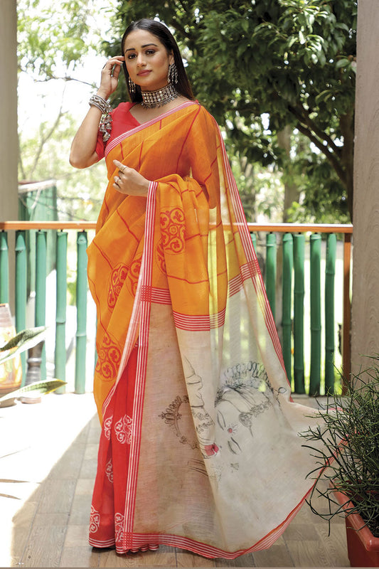 yellow-linen-saree-zb130358_1_SareeButa.com