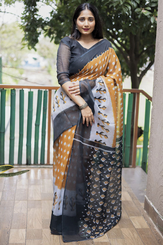 yellow-linen-saree-zb130375_1_SareeButa.com