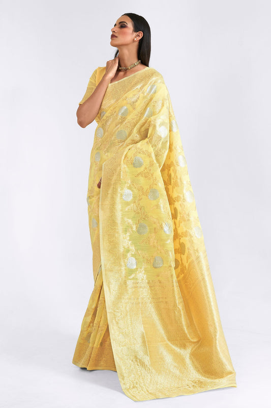 yellow-linen-saree-zb140076_1_SareeButa.com