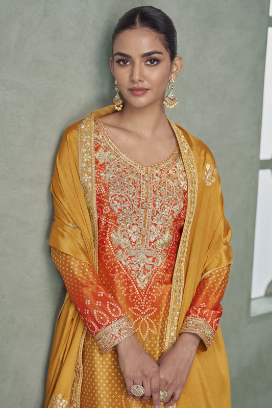 Yellow Orange Readymade Embroidered Chinon Silk Suit-SS925_2_SareeButa.com