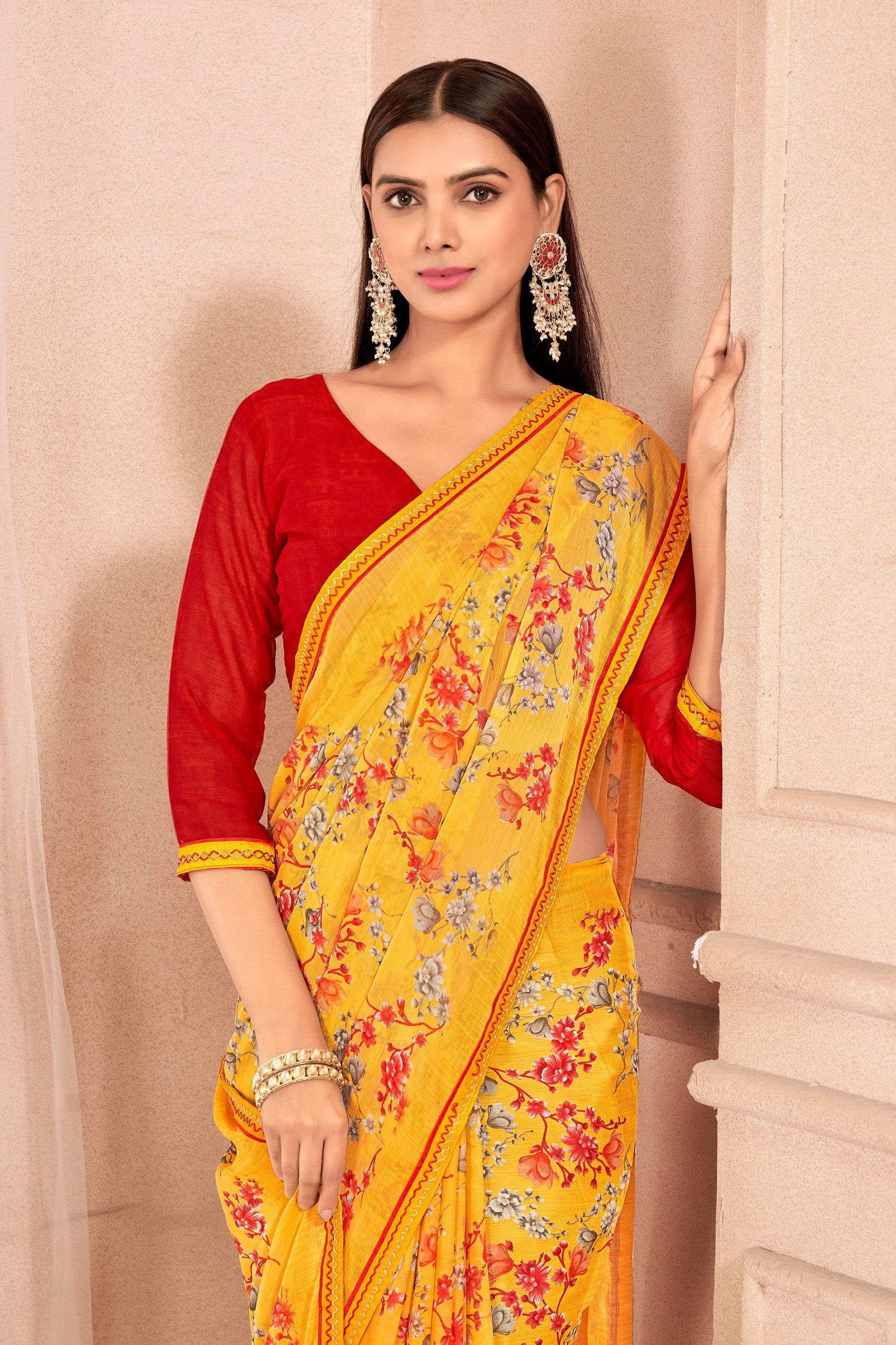 yellow-printed-chiffon-saree-zb131631_2_SareeButa.com