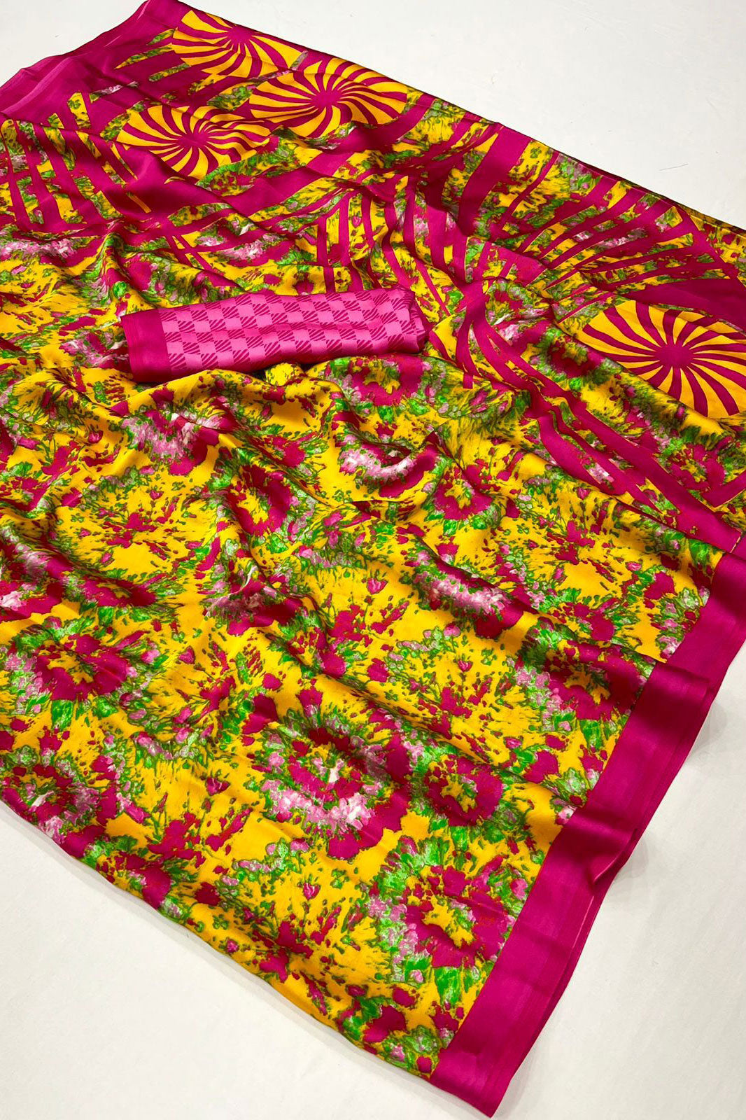 Yellow Printed Crepe Saree-ZB132993_3