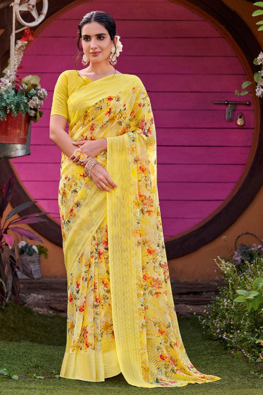 yellow-printed-georgette-saree-zb130935_1_SareeButa.com