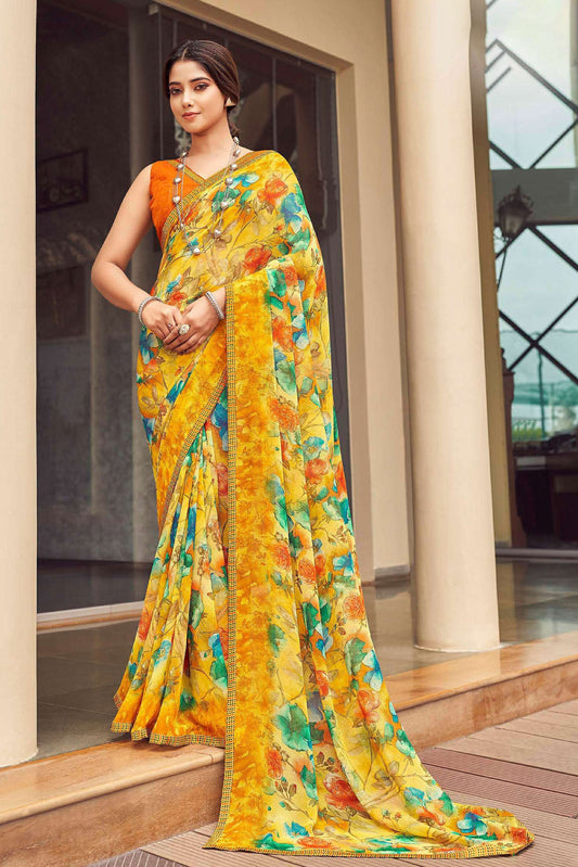 yellow-printed-georgette-saree-zb130954_1_SareeButa.com