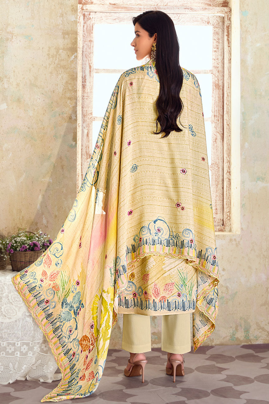 Yellow Printed Linen Suit-SS273_3_SareeButa.com