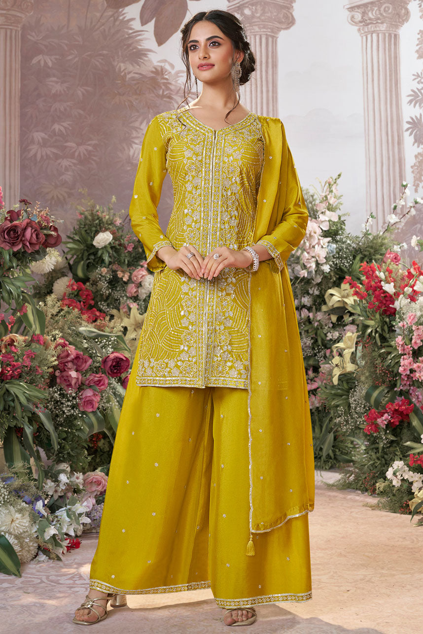 Yellow Readymade Chinon Sharara Suit-SS954_1_SareeButa.com