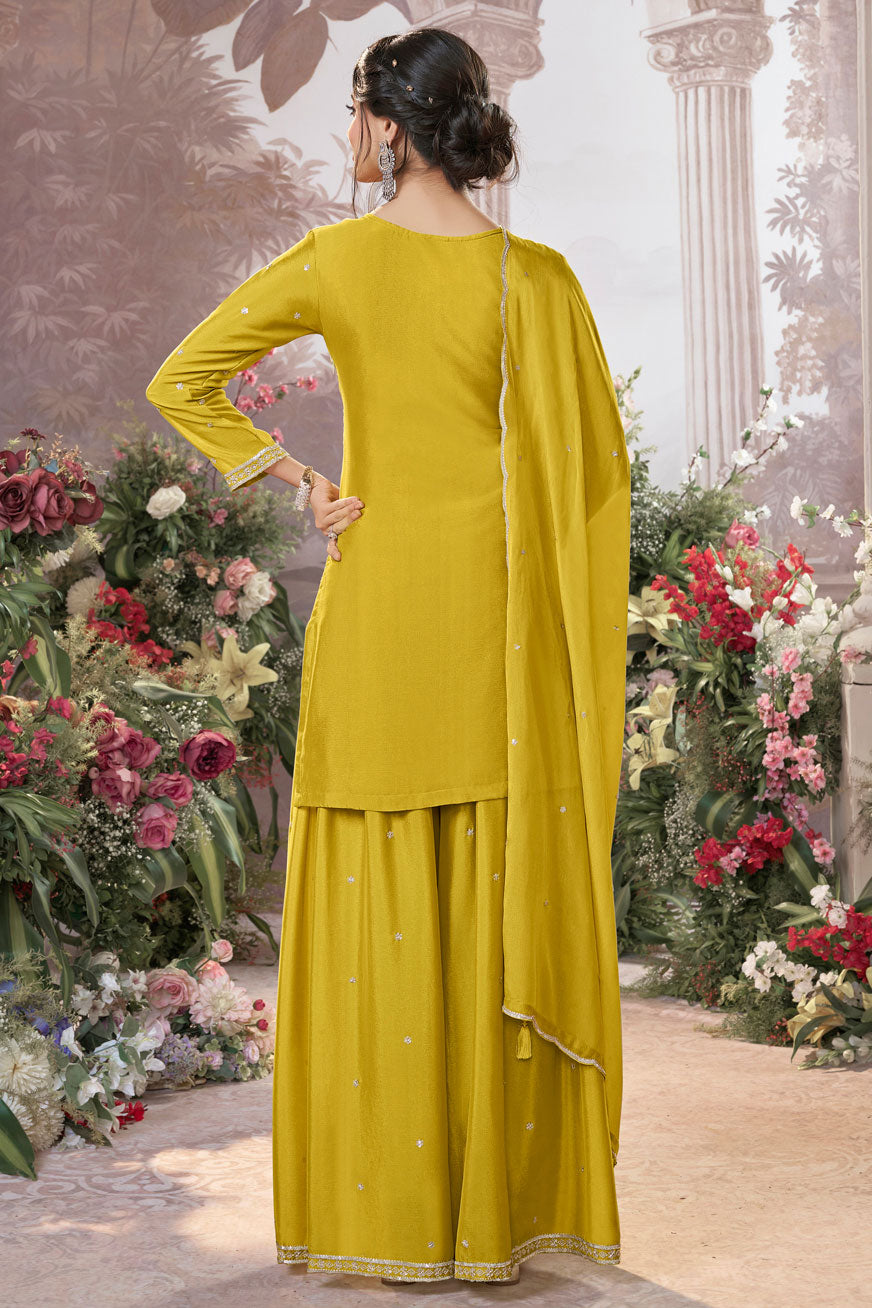 Yellow Readymade Chinon Sharara Suit-SS954_3_SareeButa.com