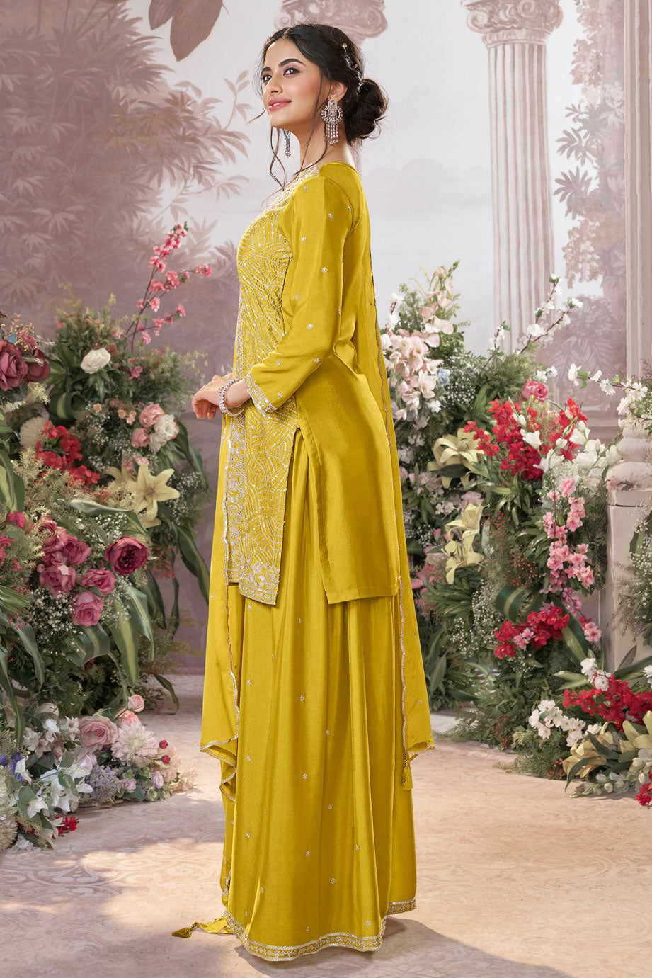 Yellow Readymade Chinon Sharara Suit-SS954_4_SareeButa.com