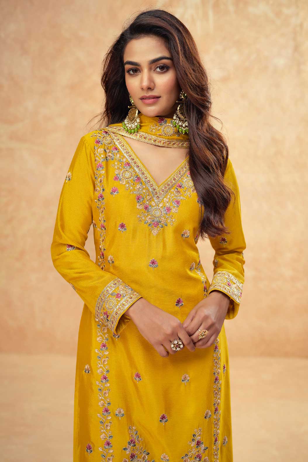 Yellow Readymade Chinon Silk Suit-SS321_2_SareeButa.com