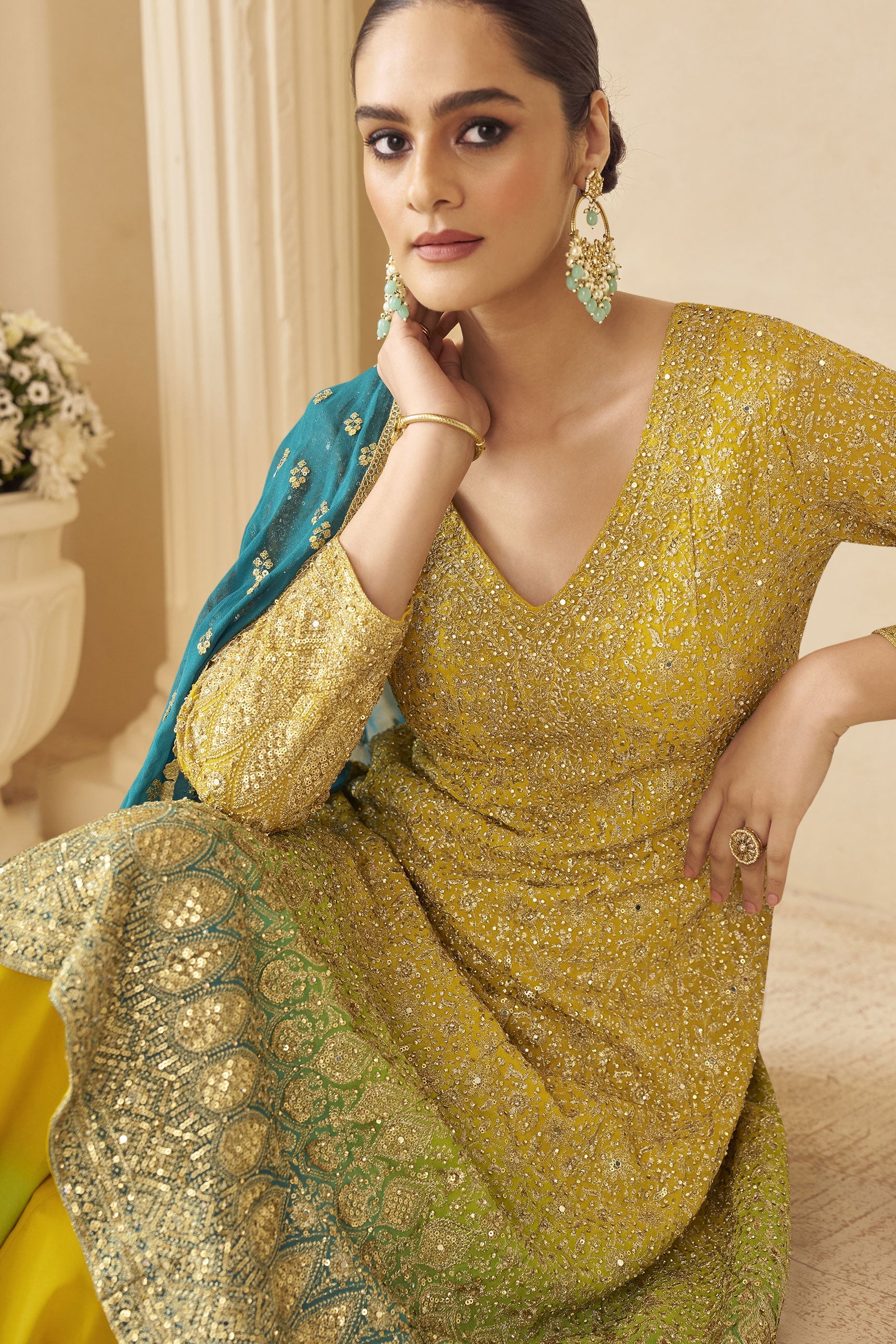 Yellow Readymade Embroidered Georgette Suit-SS716_3_SareeButa.com
