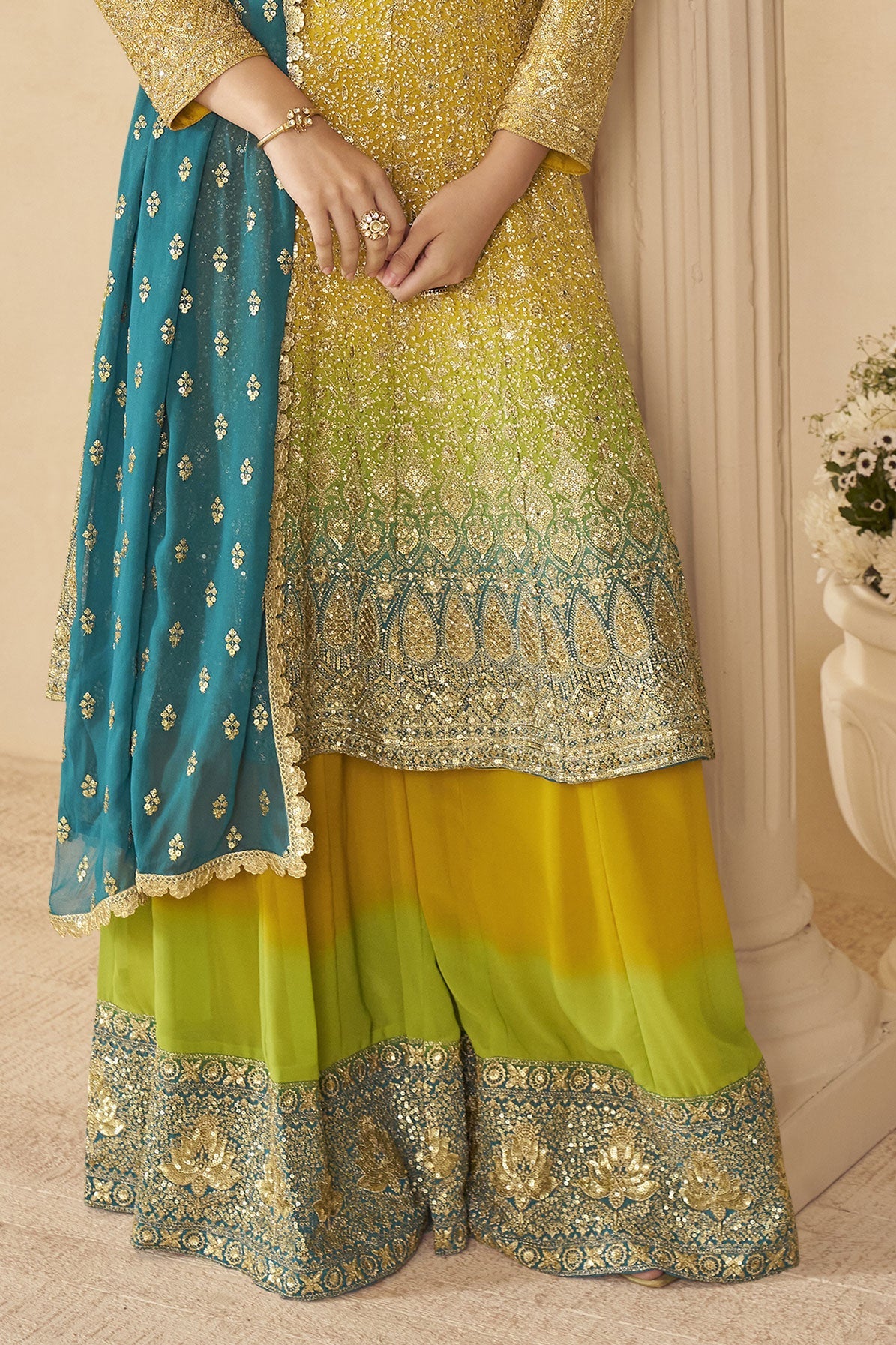 Yellow Readymade Embroidered Georgette Suit-SS716_4_SareeButa.com