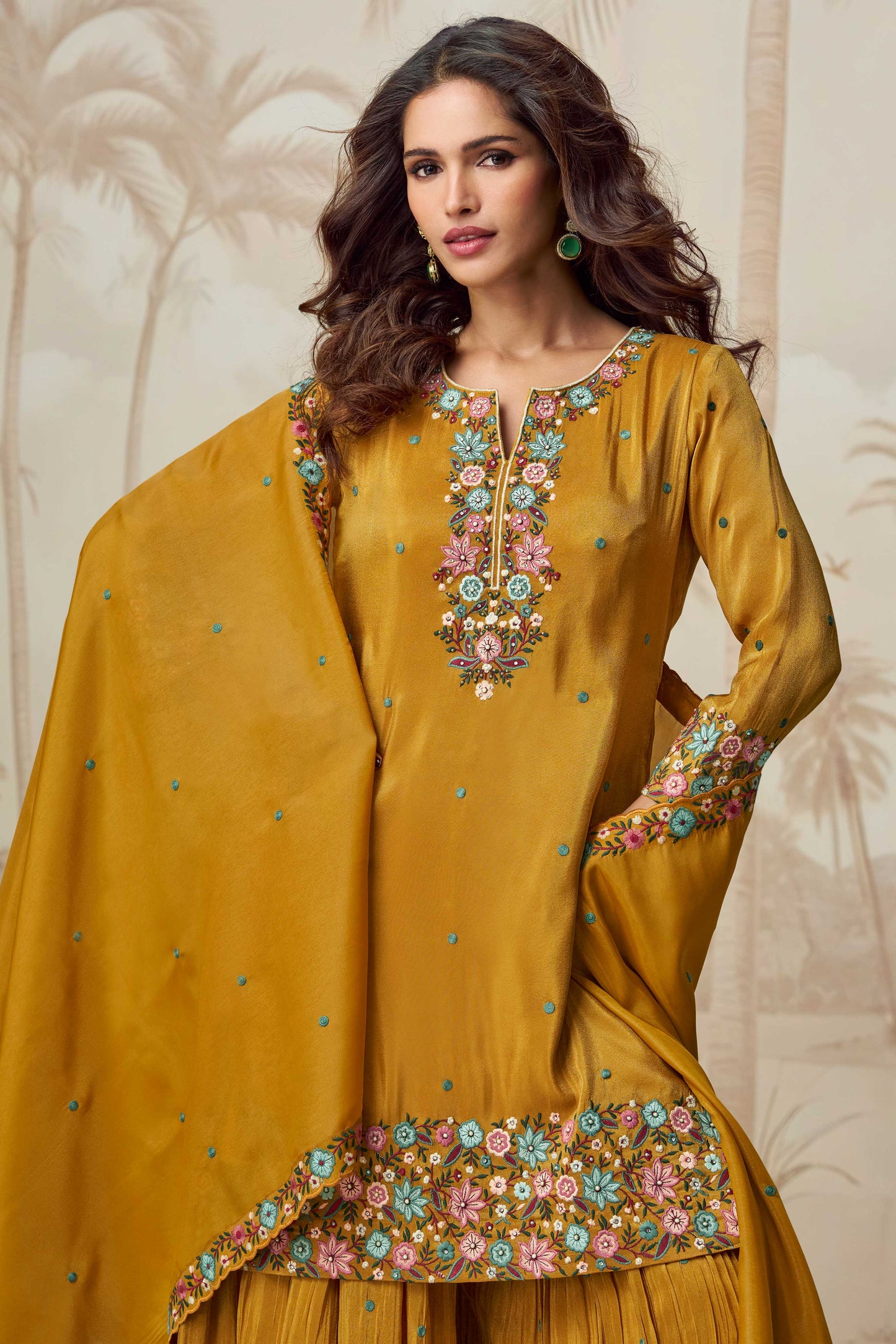 Yellow Readymade Organza Silk Suit-SS318_2_SareeButa.com