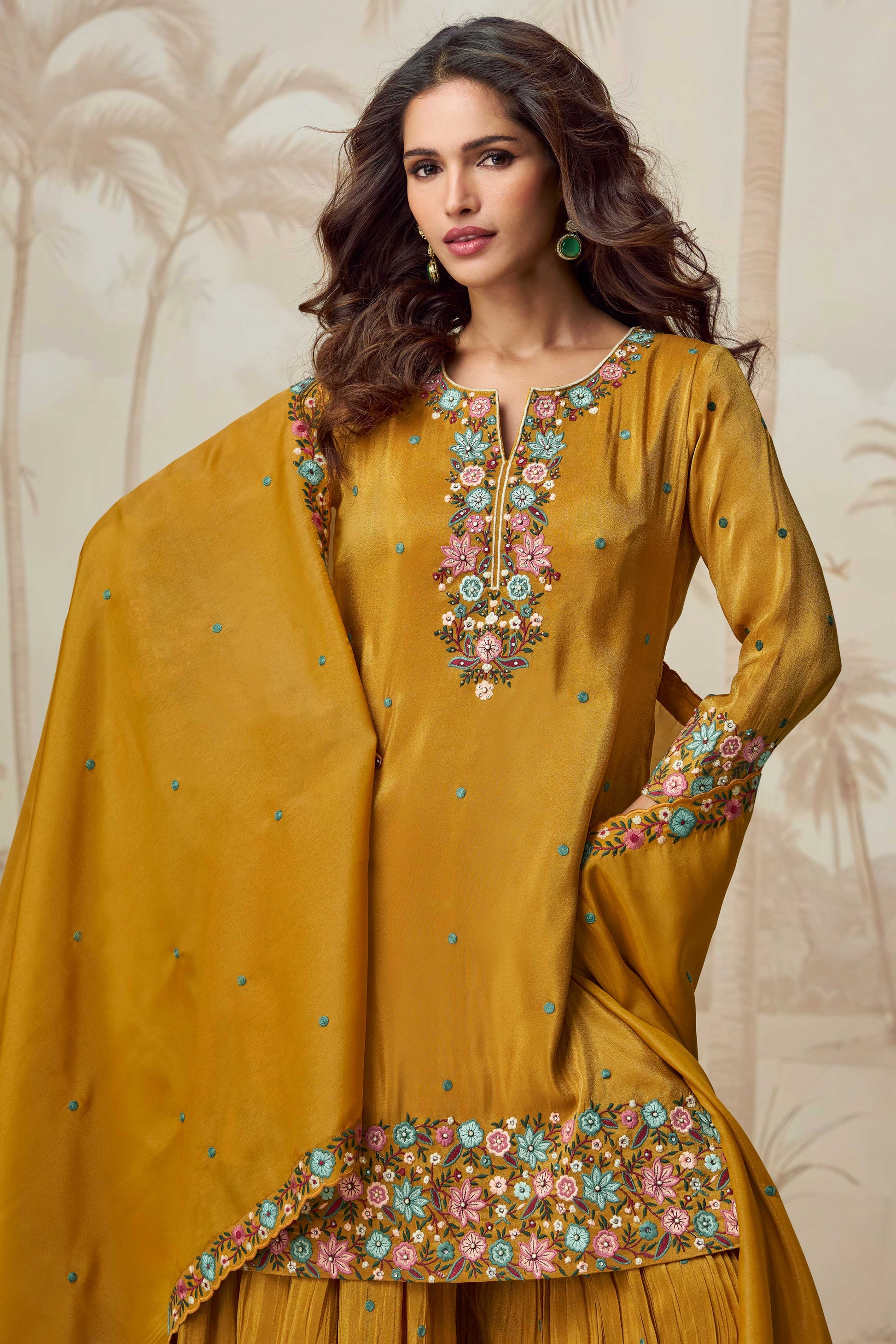 Yellow Readymade Organza Silk Suit-SS318_2_SareeButa.com