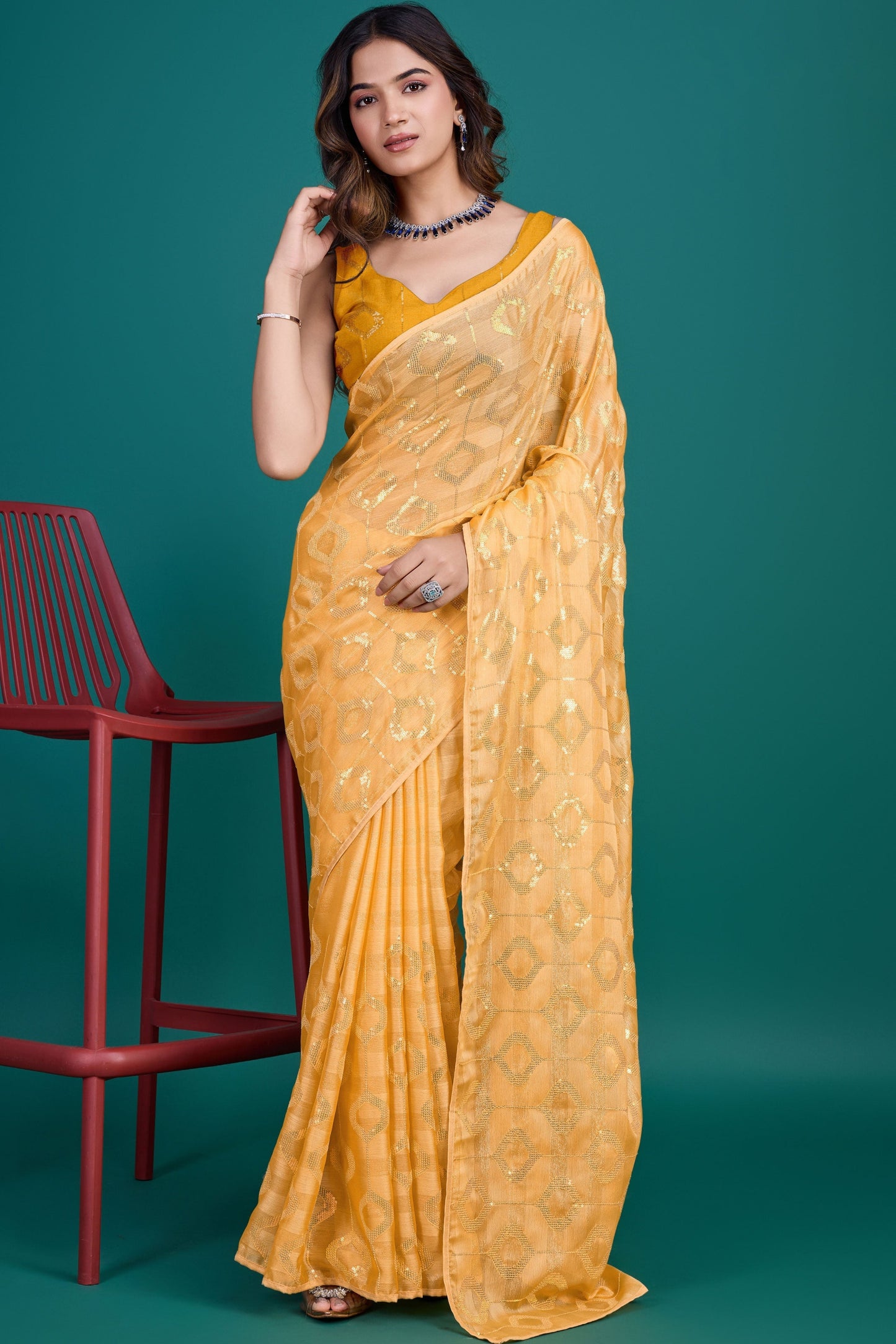 yellow-sequin-georgette-saree-zb132811_1_SareeButa.com