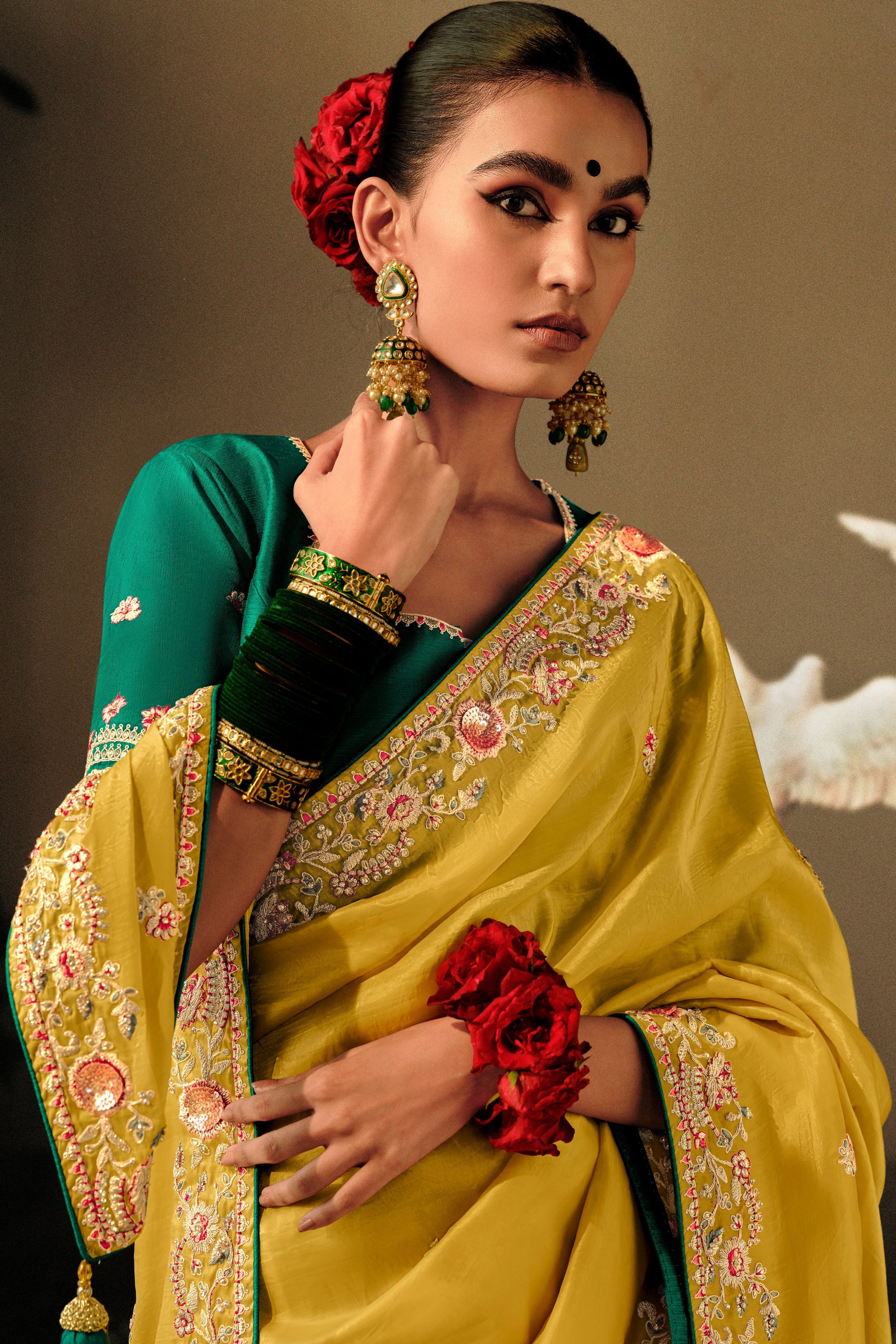 Yellow Silk Heavy Work Saree-ZB132226_2