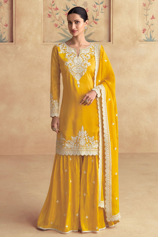 Yellow Silk Readymade Sharara Suit-SS076_1_SareeButa.com