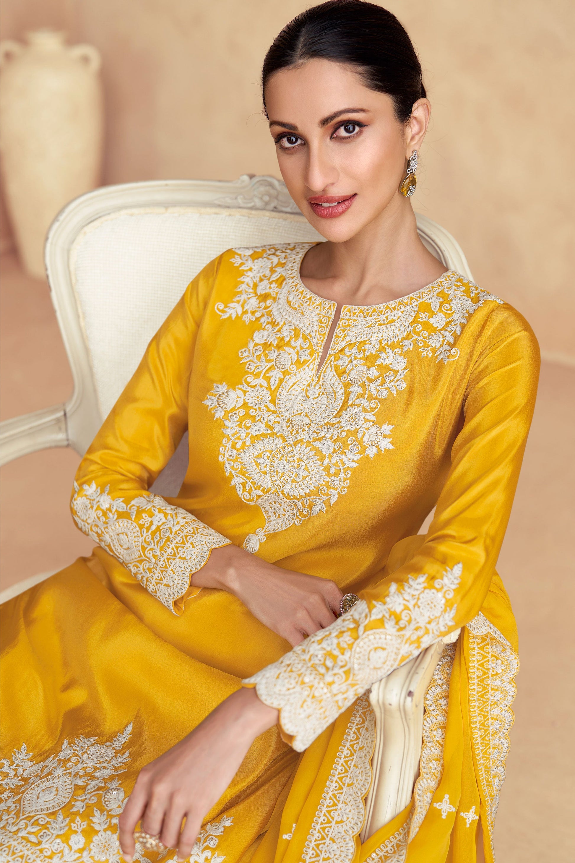 Yellow Silk Readymade Sharara Suit-SS076_2_SareeButa.com