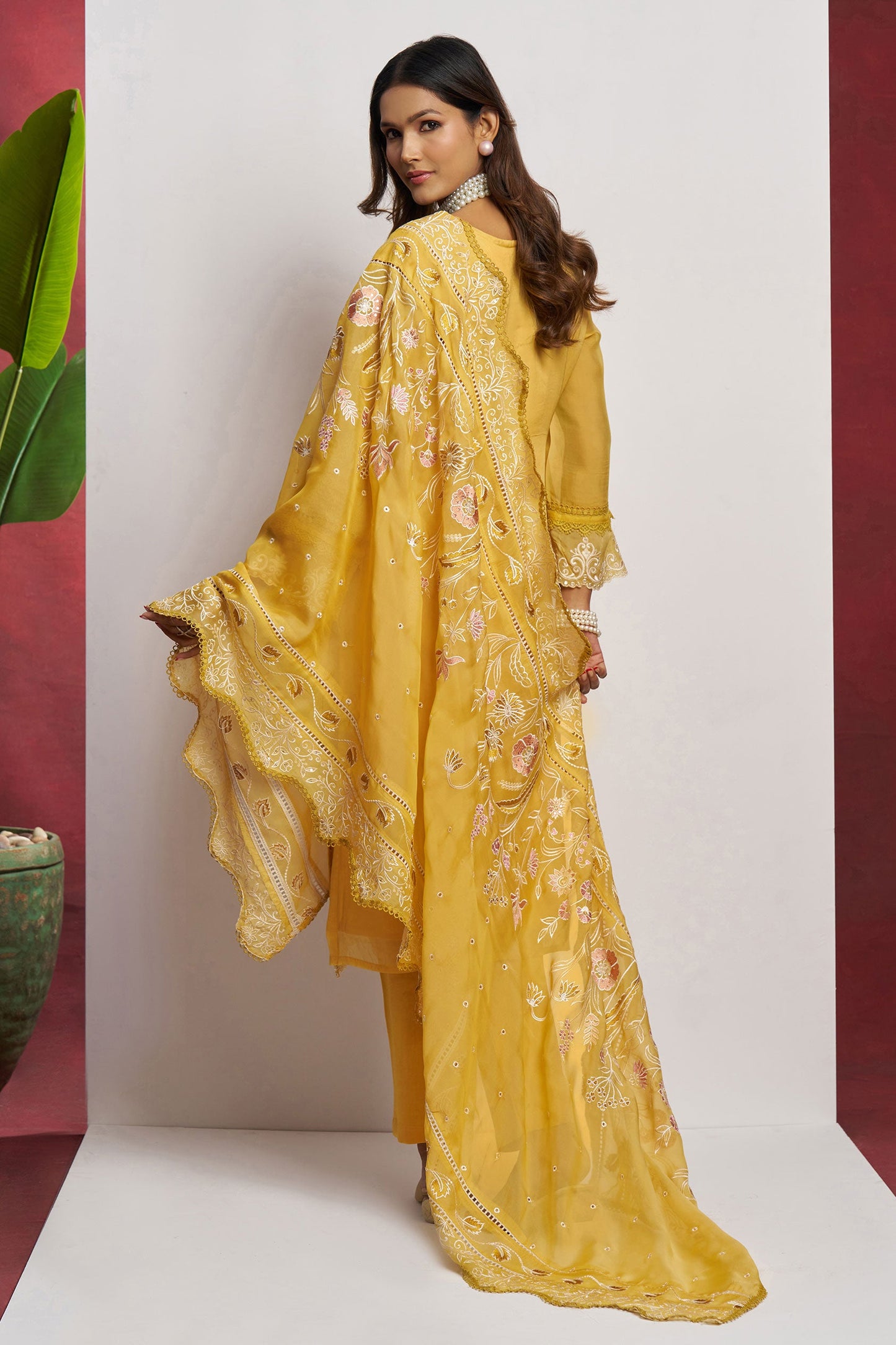 Yellow Unstitched Embroidered Organza Salwar Suit-SS178_3_SareeButa.com