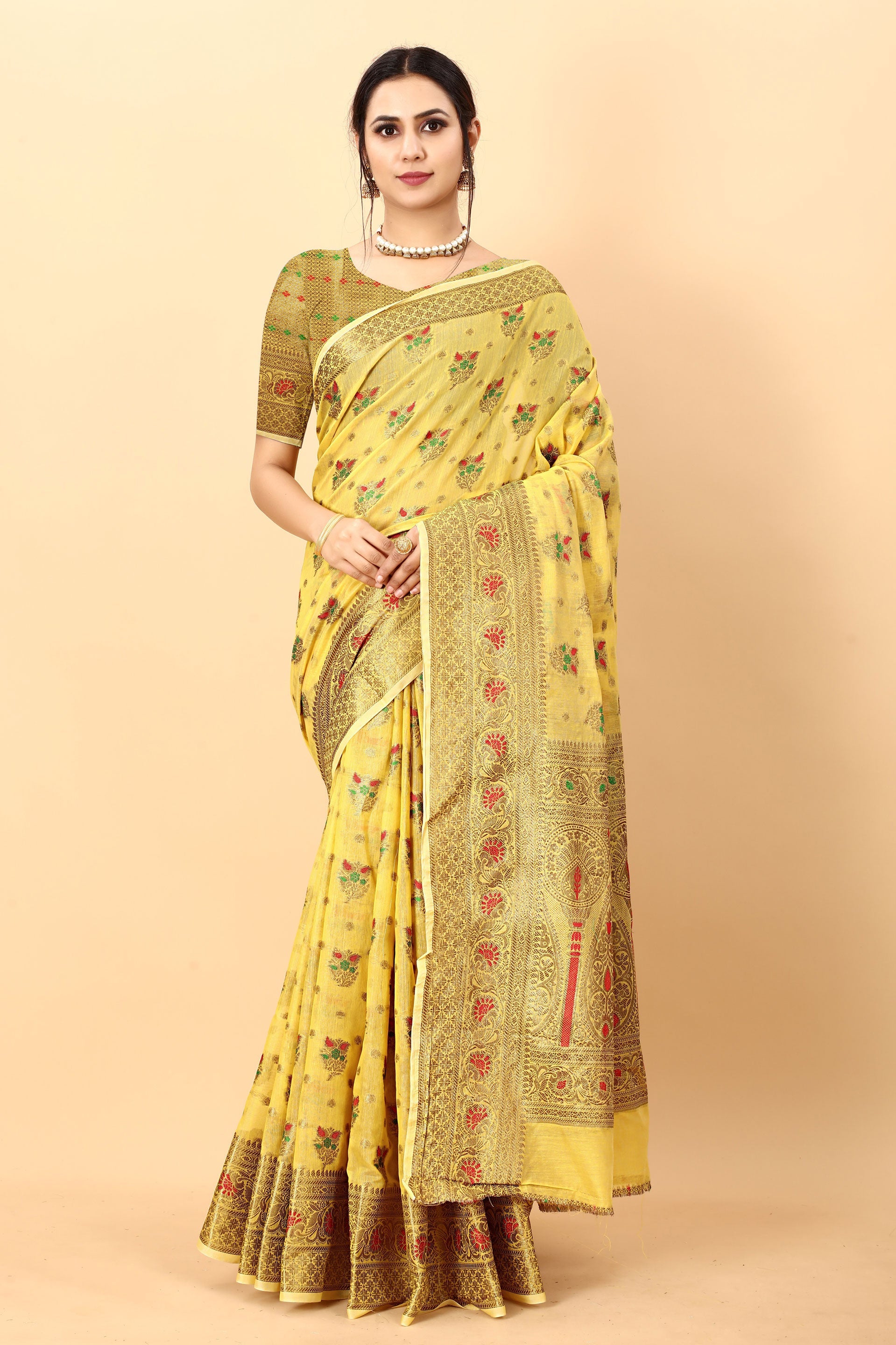 yellow-woven-cotton-silk-saree-zb131371_1_SareeButa.com