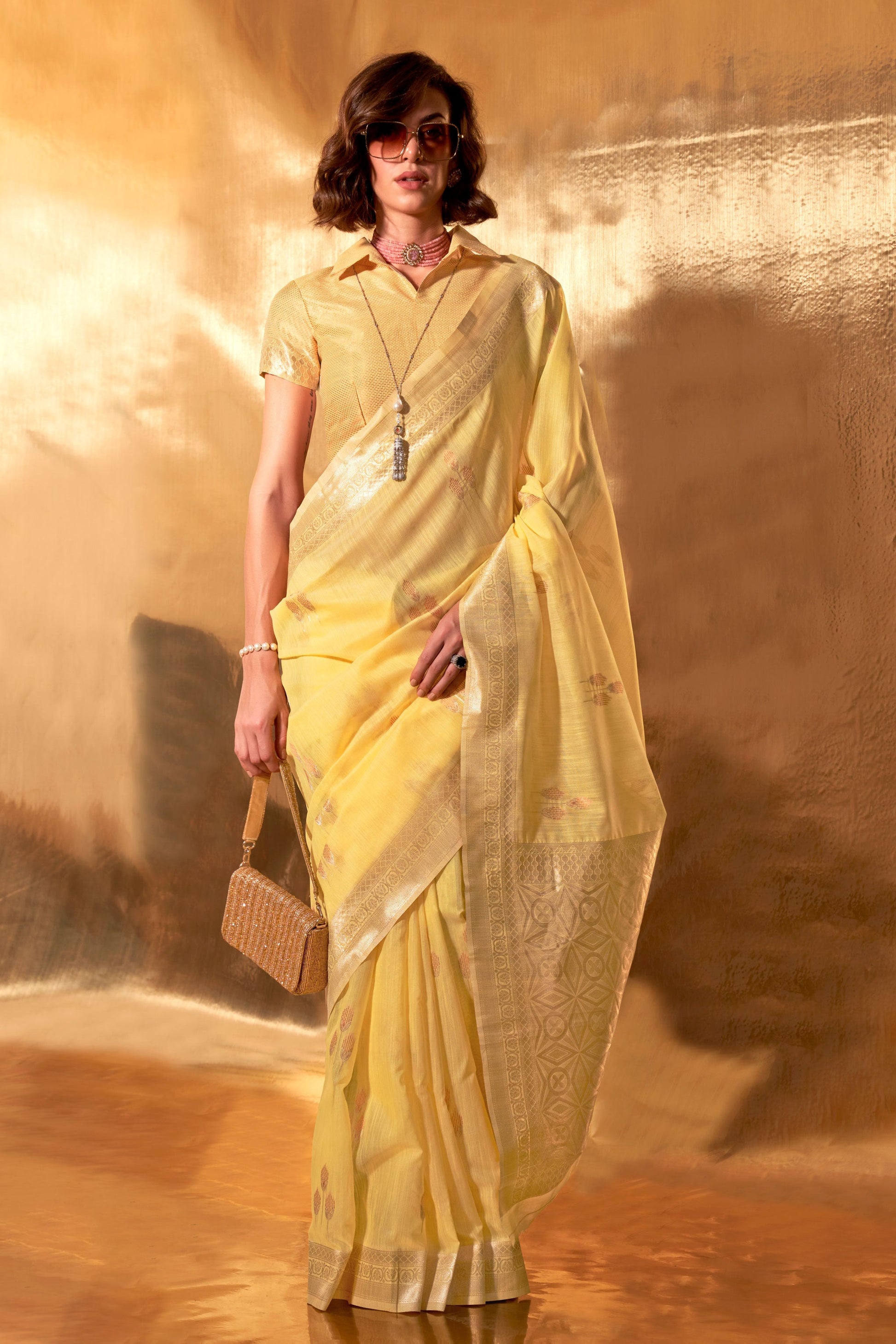 yellow-woven-linen-saree-zb131335_1_SareeButa.com