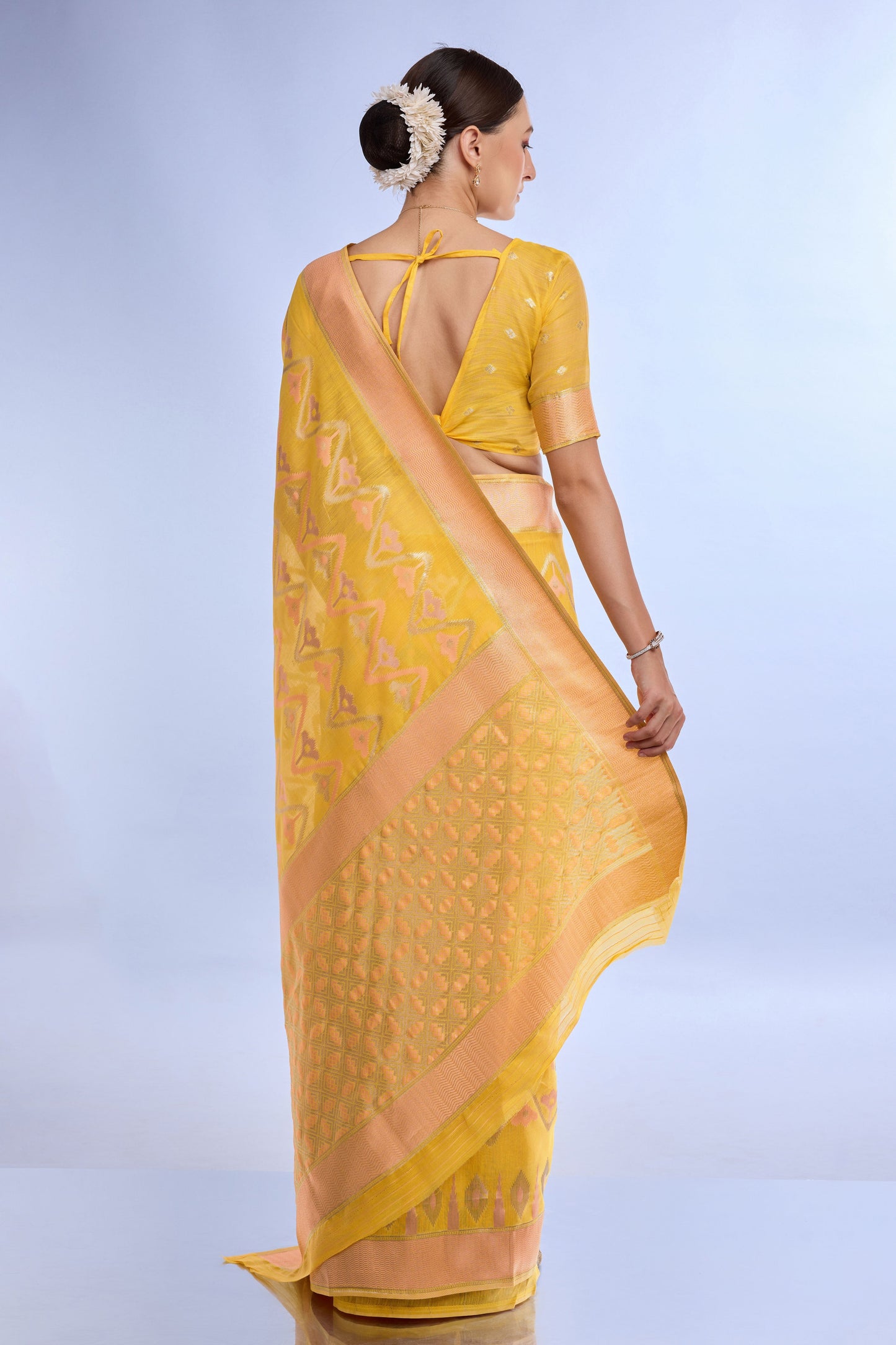 yellow-woven-linen-saree-zb132212_2_SareeButa.com