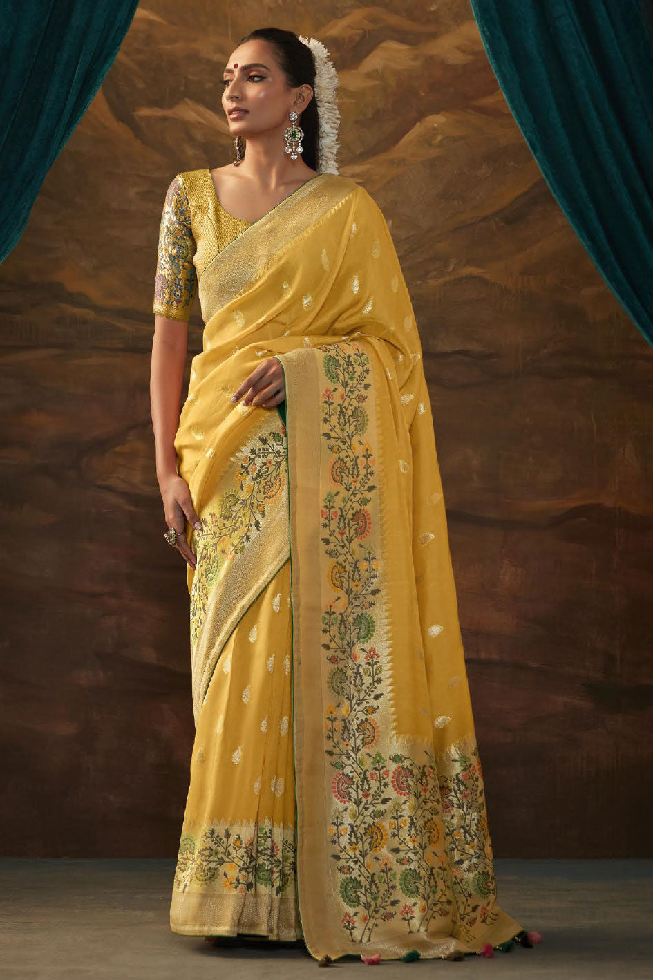 yellow-woven-paithani-silk-saree-zb131432_1_SareeButa.com