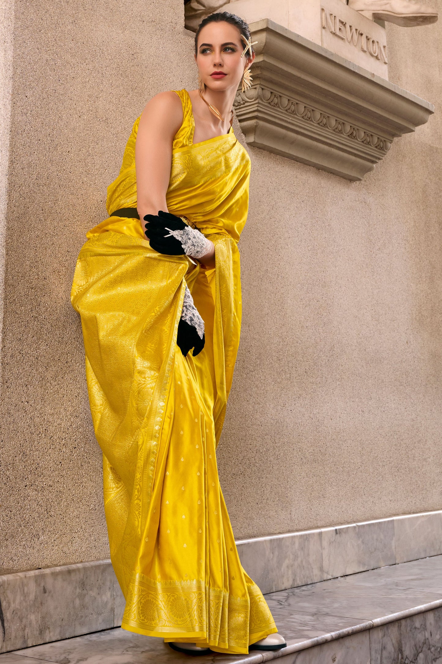 Yellow Woven Satin Crepe Saree-ZB133067_1_SareeButa.com