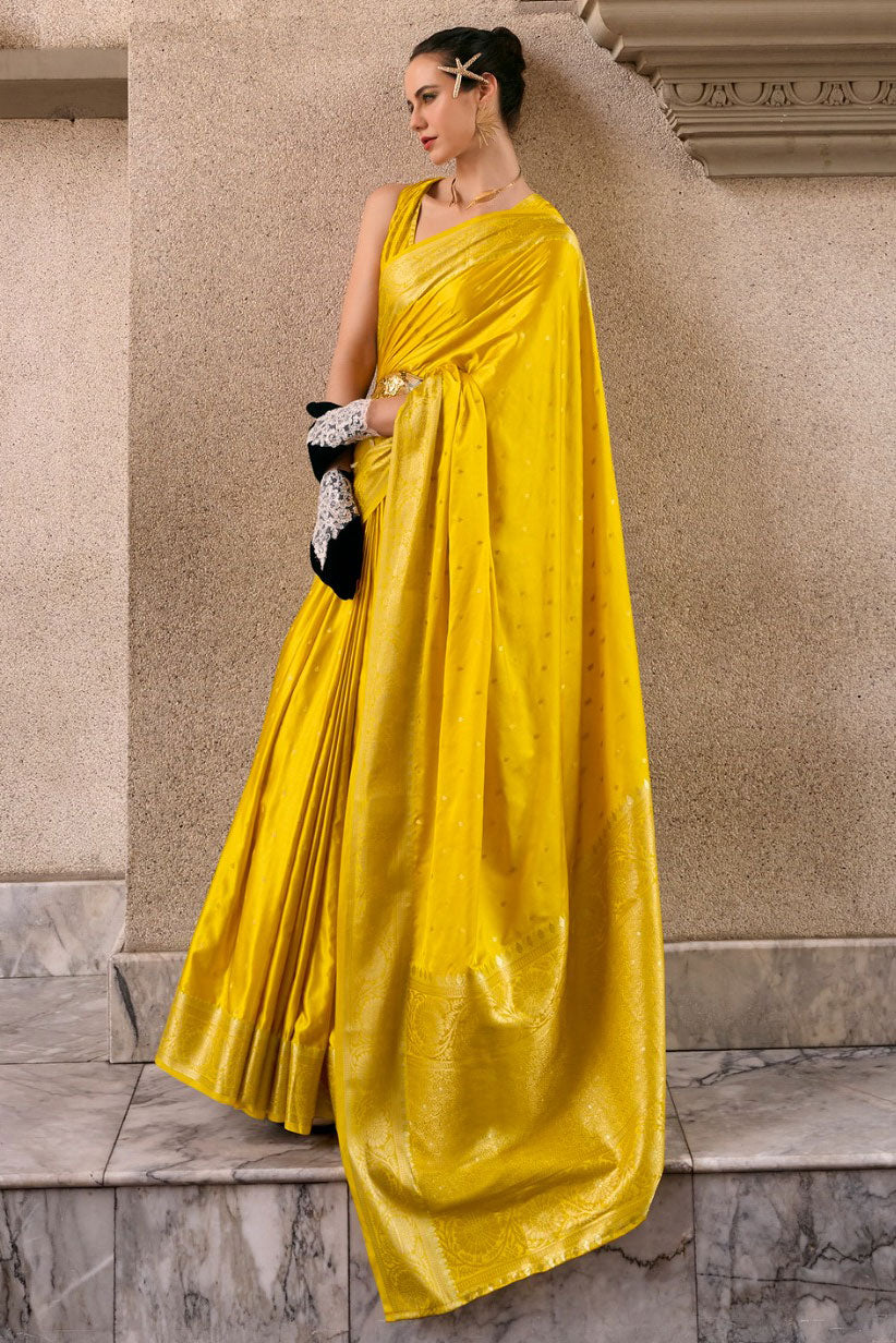 Yellow Woven Satin Crepe Saree-ZB133067_3_SareeButa.com