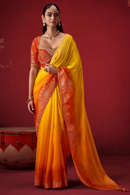 Yellow And Orange Woven Dola Crepe Silk Saree-SAR13413_1_SareeButa.com