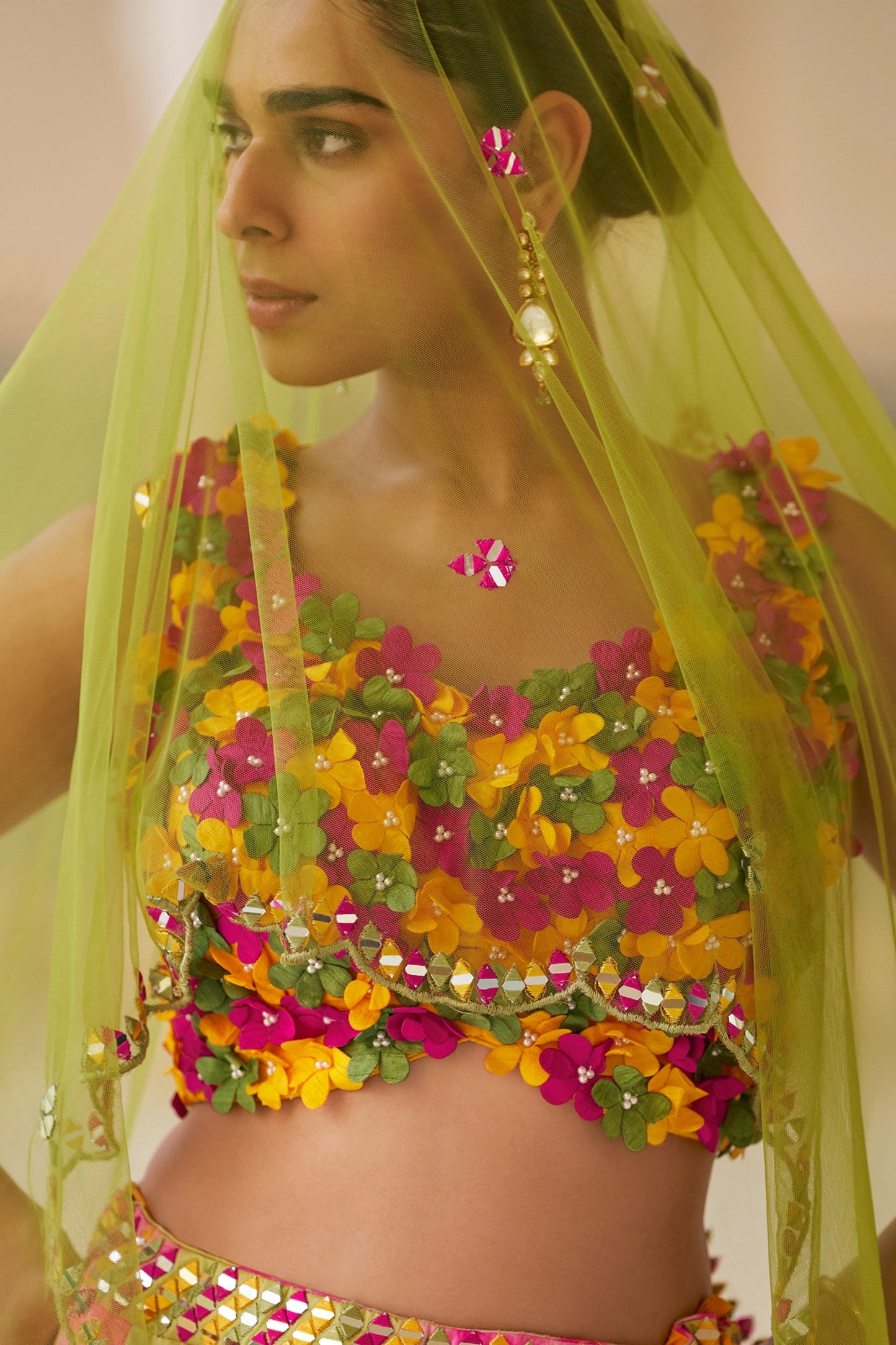 Yellow And Pink Readymade Chinon Silk Skirt Set-SAR10950_2_SareeButa.com