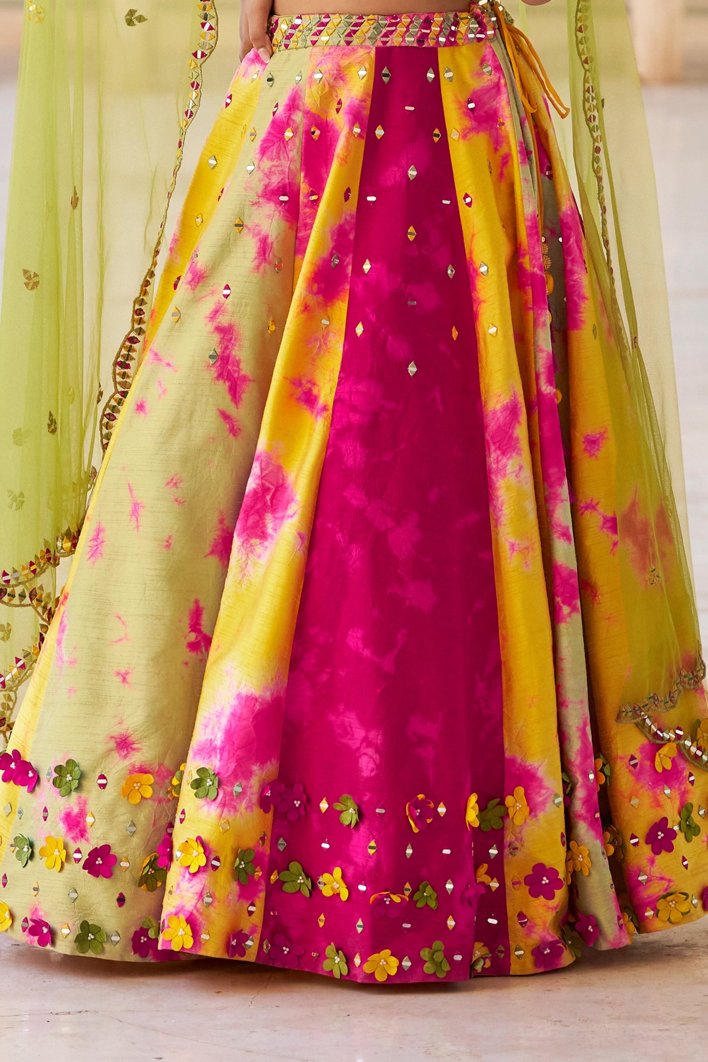 Yellow And Pink Readymade Chinon Silk Skirt Set-SAR10950_5_SareeButa.com