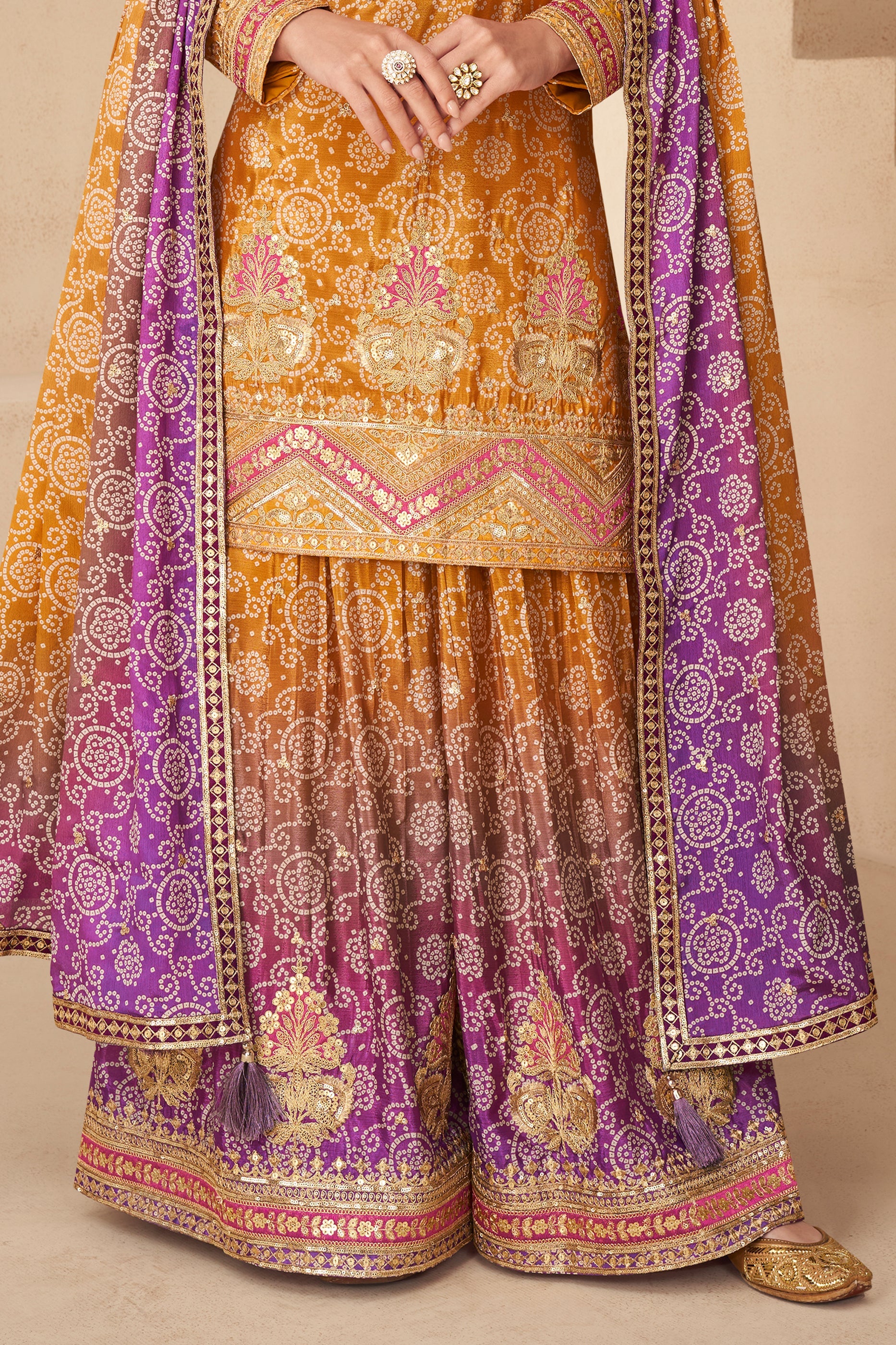 Yellow And Purple Readymade Embroidered Chinon Suit-SAR10789_4_SareeButa.com