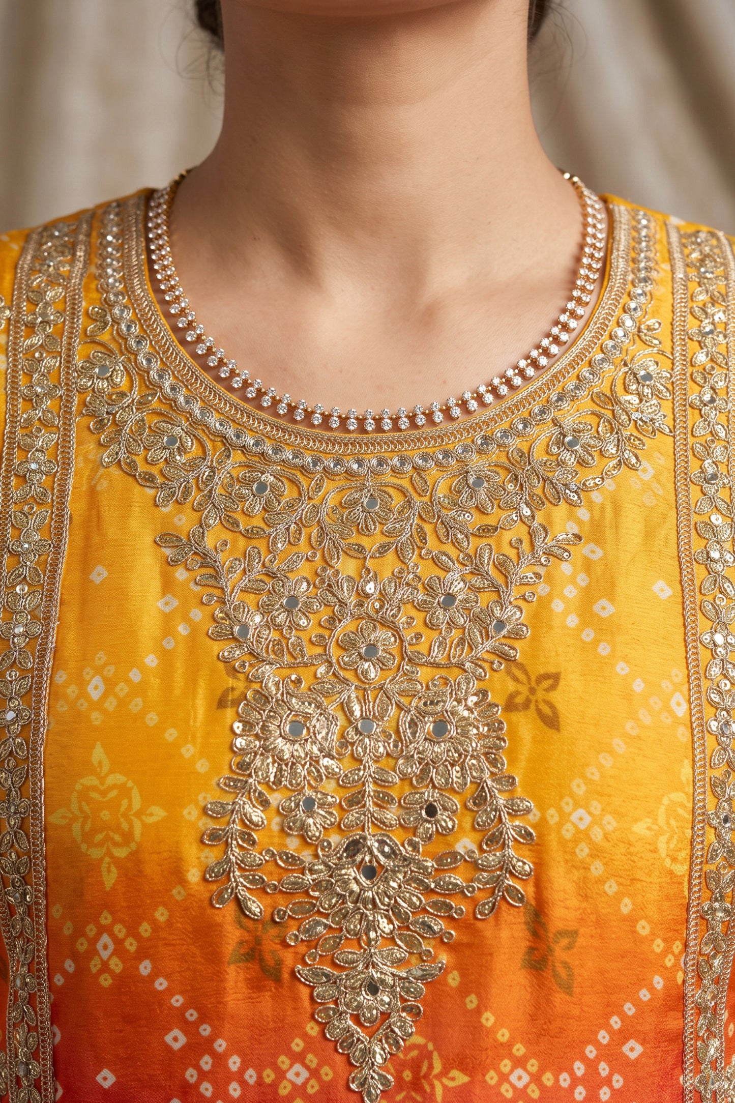 Yellow And Red Readymade Embroidered Chinon Suit-SAR12809_4_SareeButa.com