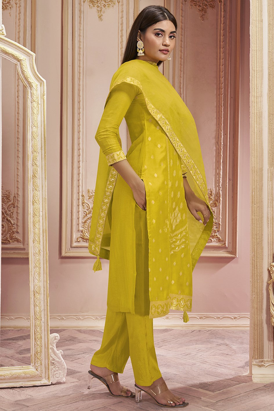 Yellow Dola Silk Readymade Salwar Suit-SS137_2_SareeButa.com