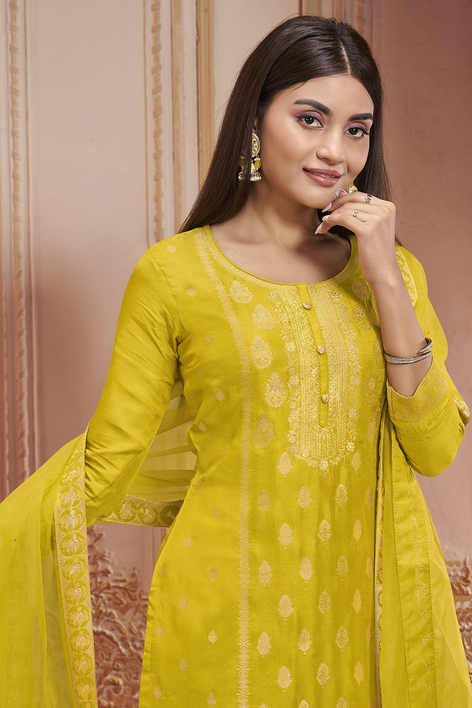 Yellow Dola Silk Readymade Salwar Suit-SS137_4_SareeButa.com