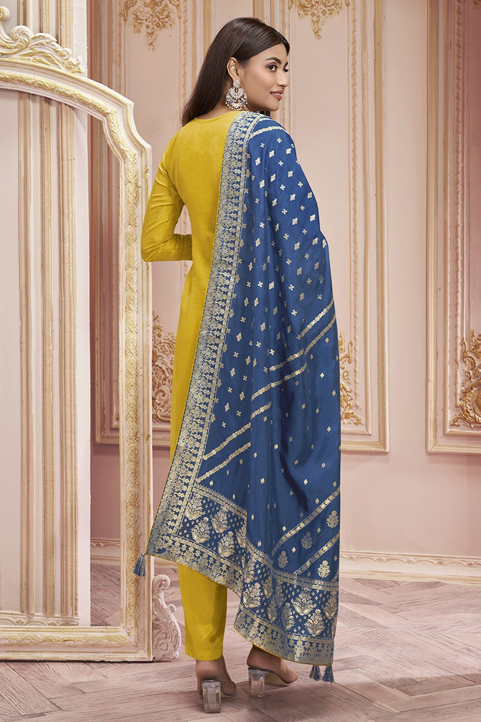 Yellow Dola Silk Readymade Salwar Suit-SS139_2_SareeButa.com