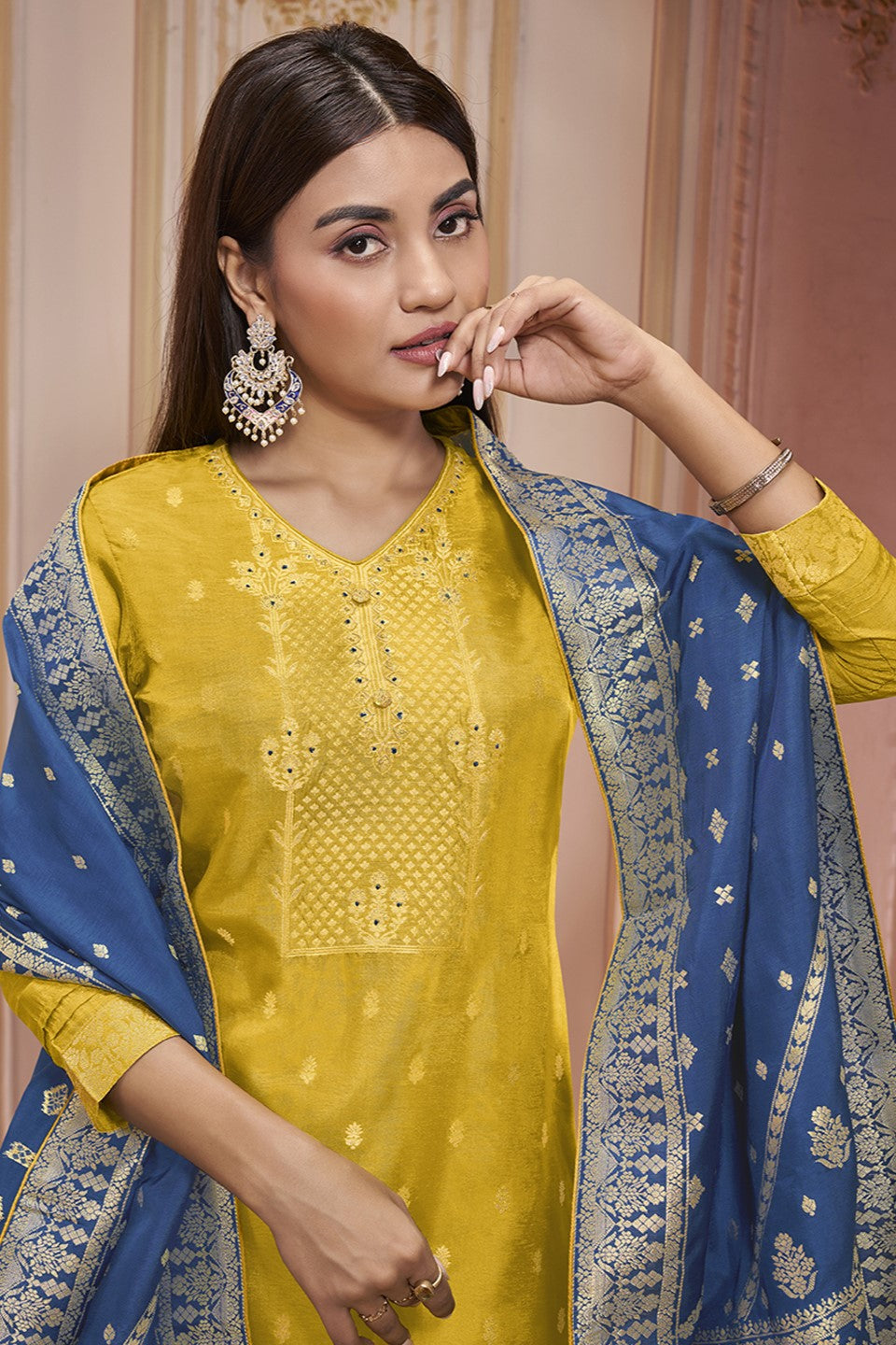 Yellow Dola Silk Readymade Salwar Suit-SS139_4_SareeButa.com